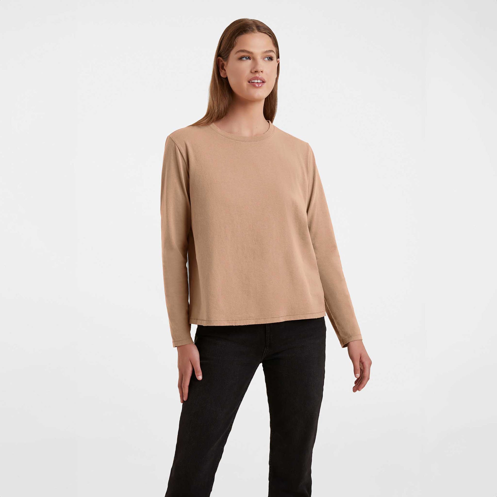 Vintage Cotton Long Sleeve Everyday T-Shirt