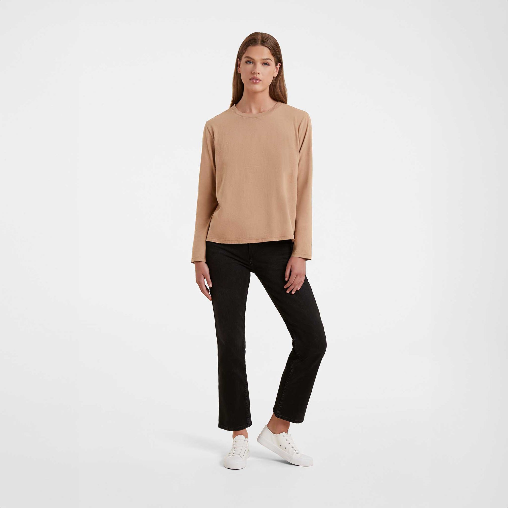 Vintage Cotton Long Sleeve Everyday T-Shirt