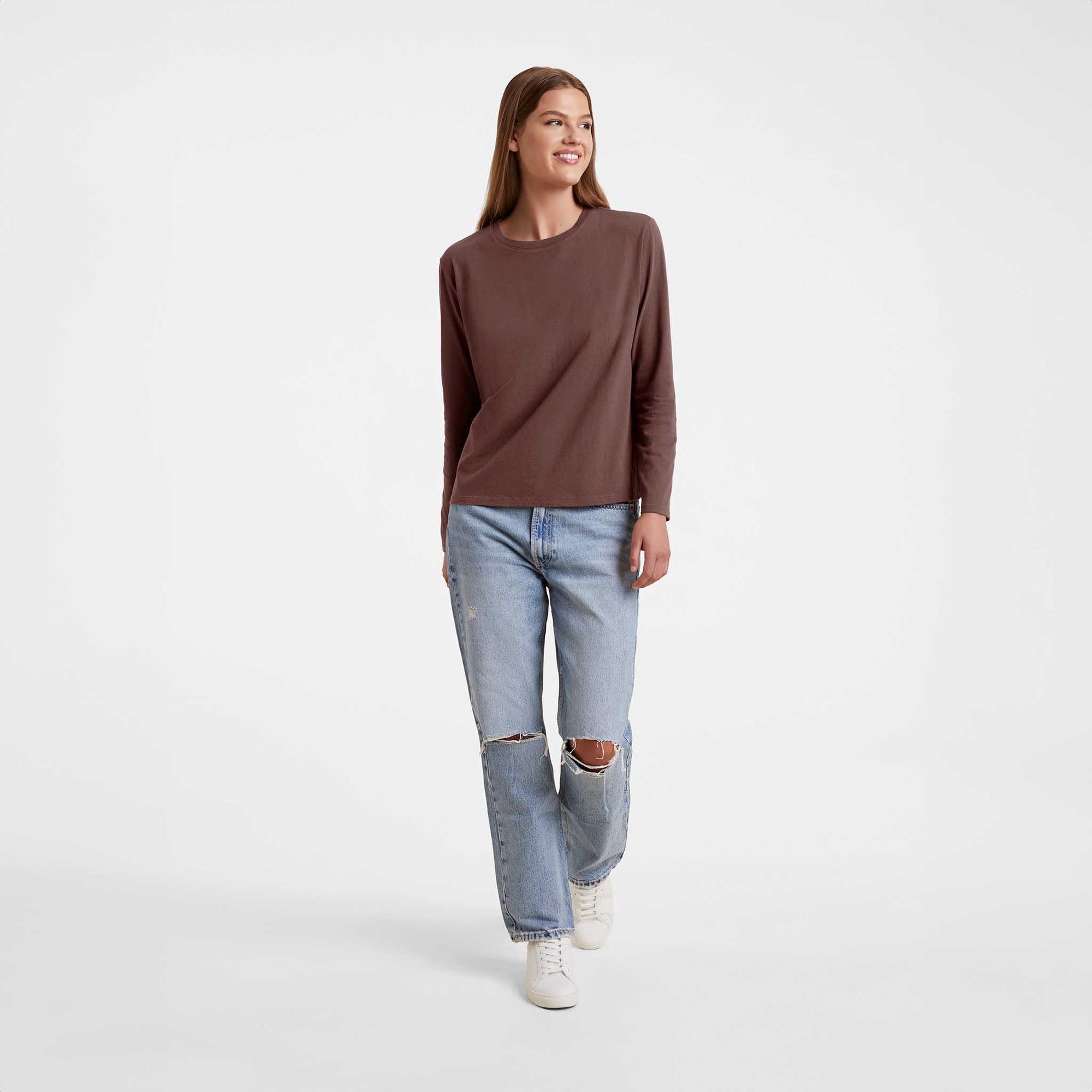 Vintage Cotton Long Sleeve Everyday T-Shirt