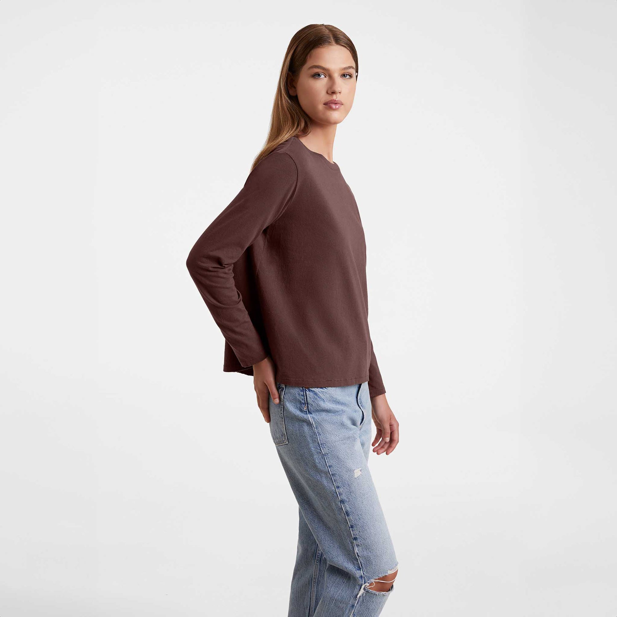 Vintage Cotton Long Sleeve Everyday T-Shirt