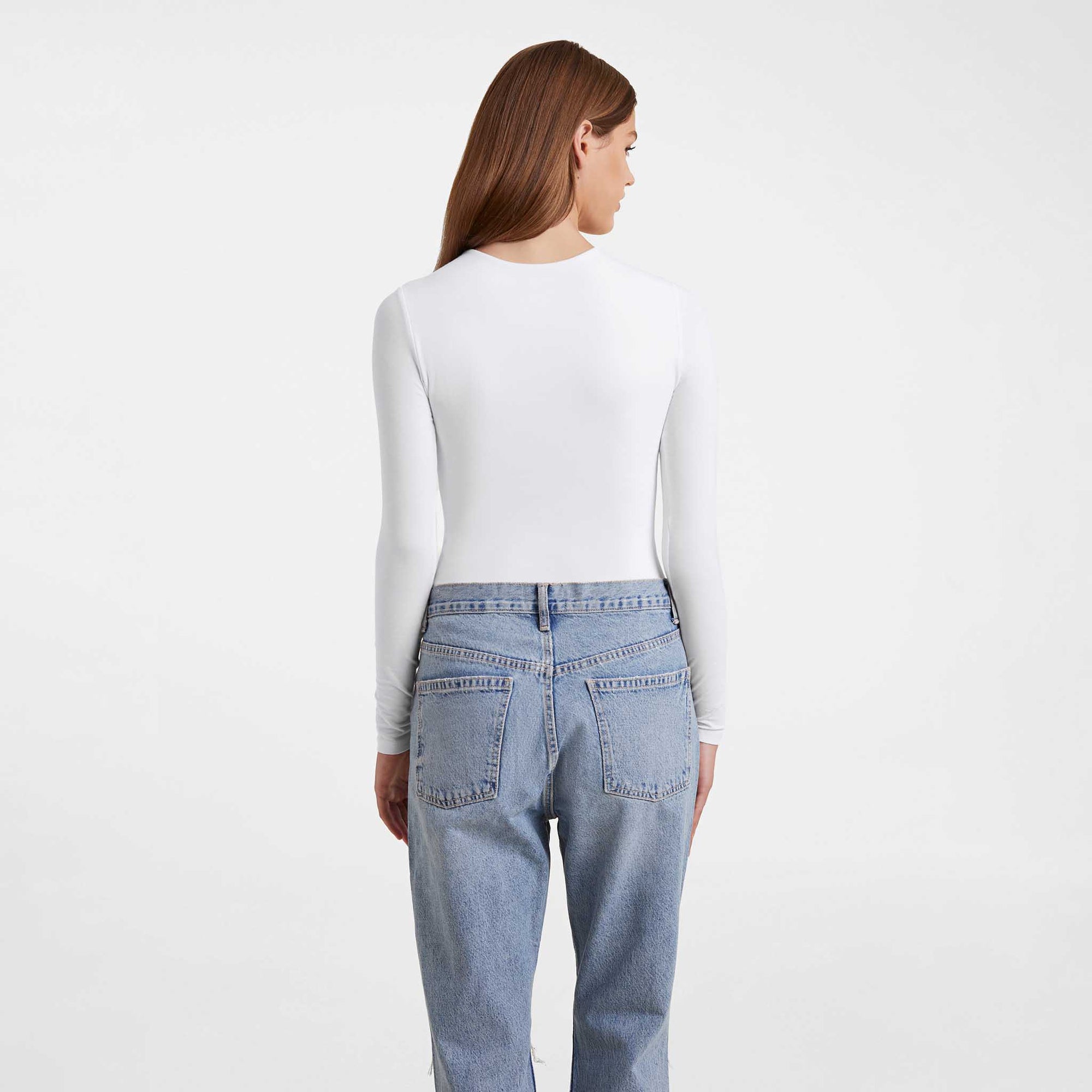 Cotton Stretch Long Sleeve Crewneck Bodysuit