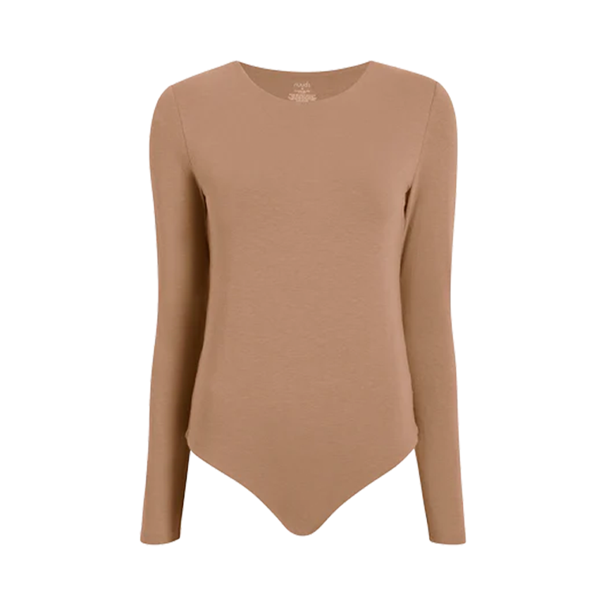 Cotton Stretch Long Sleeve Crewneck Bodysuit