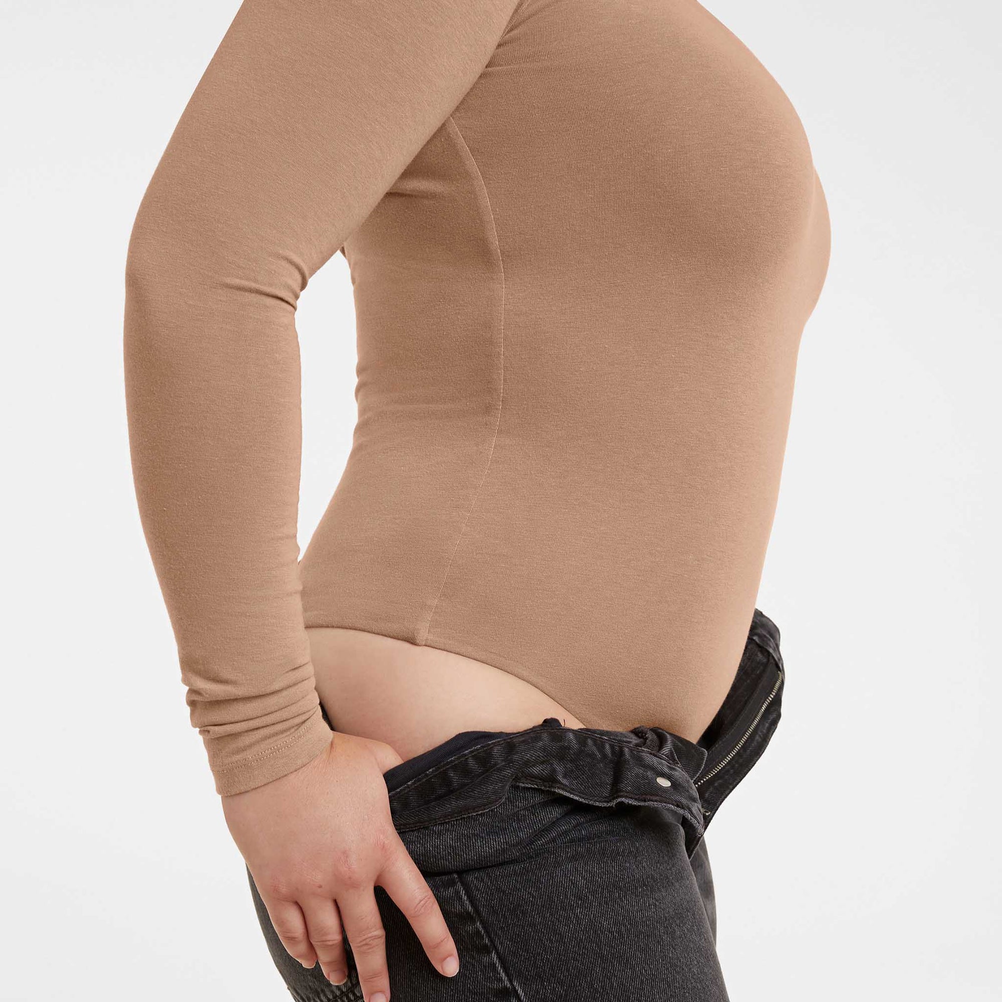 Cotton Stretch Long Sleeve Crewneck Bodysuit