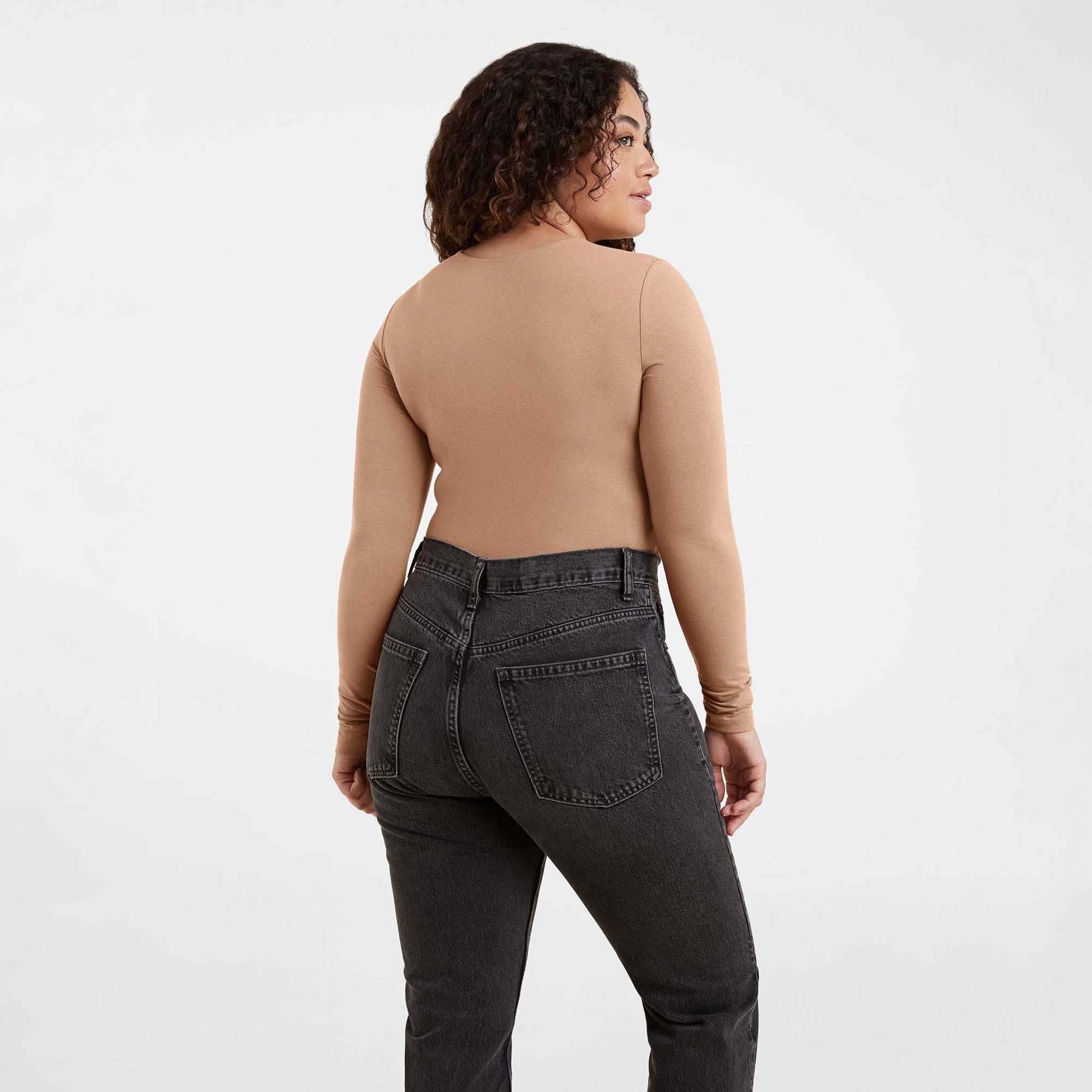 Cotton Stretch Long Sleeve Crewneck Bodysuit