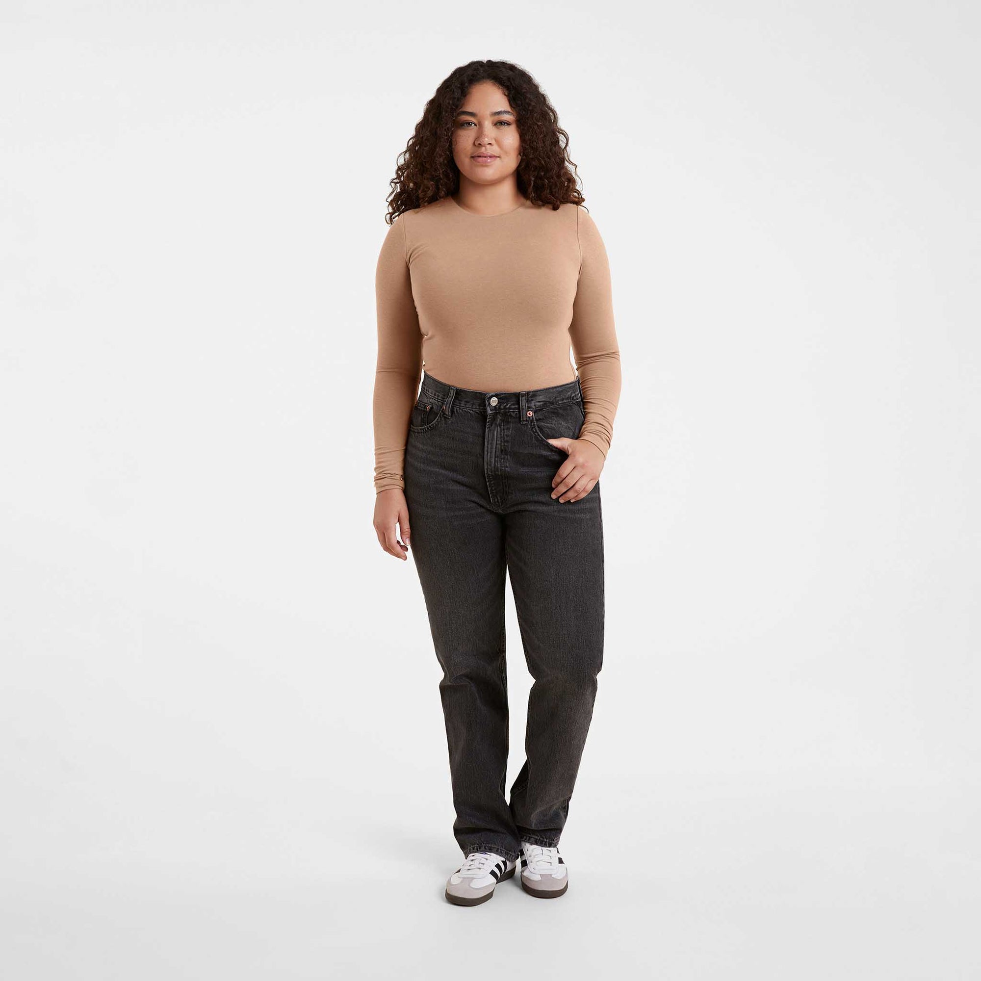 Cotton Stretch Long Sleeve Crewneck Bodysuit