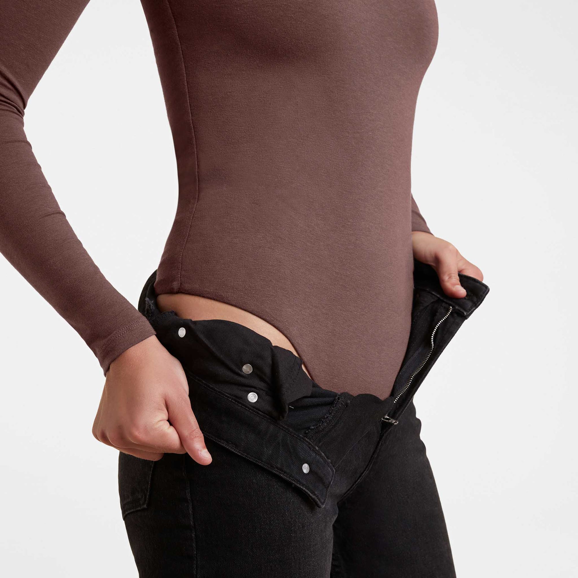 Cotton Stretch Long Sleeve Crewneck Bodysuit