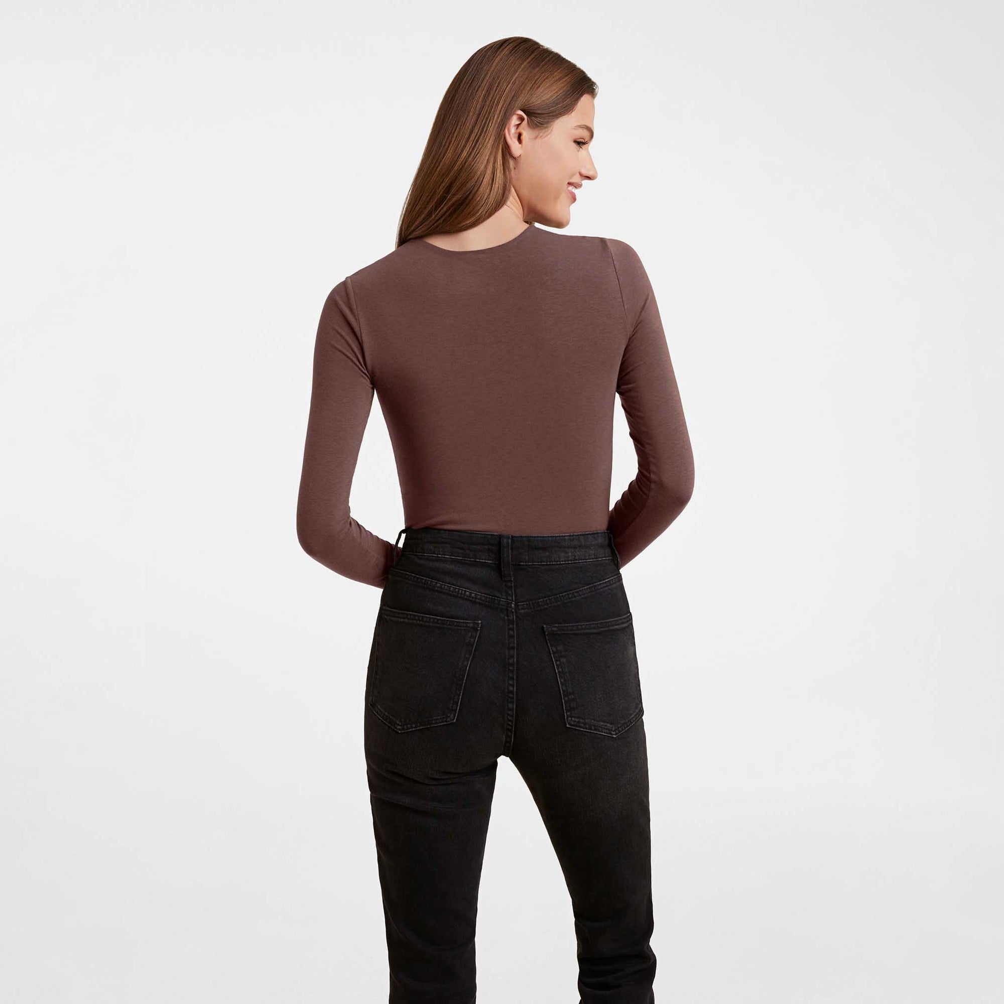 Cotton Stretch Long Sleeve Crewneck Bodysuit