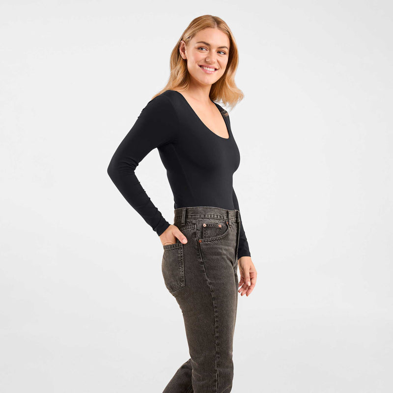 Long Sleeve Scoop Neck Bodysuit image 