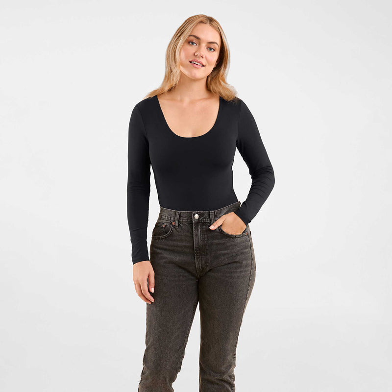 Long Sleeve Scoop Neck Bodysuit image 
