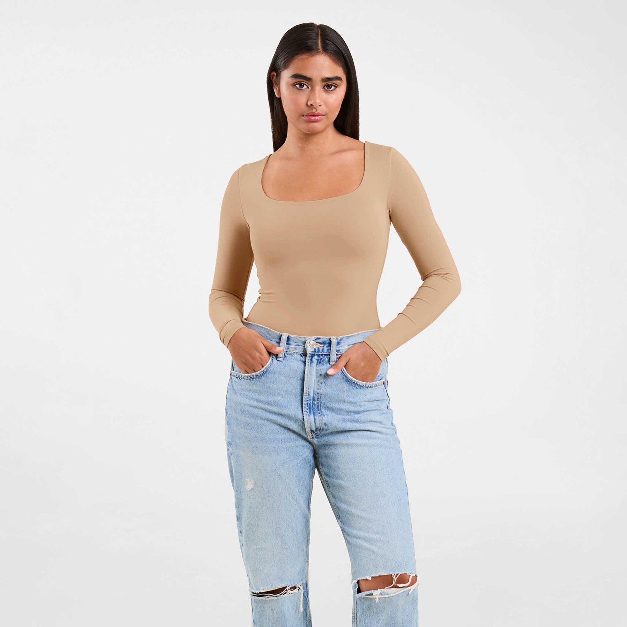 Long Sleeve Square Neck Bodysuit