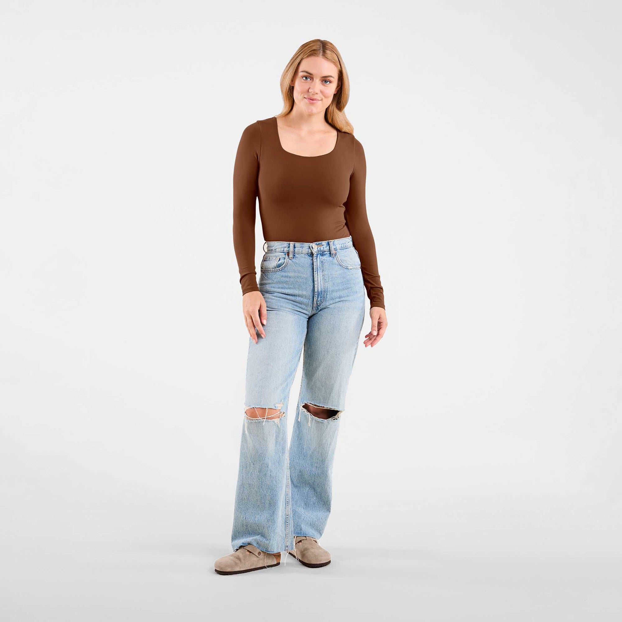 Long Sleeve Square Neck Bodysuit