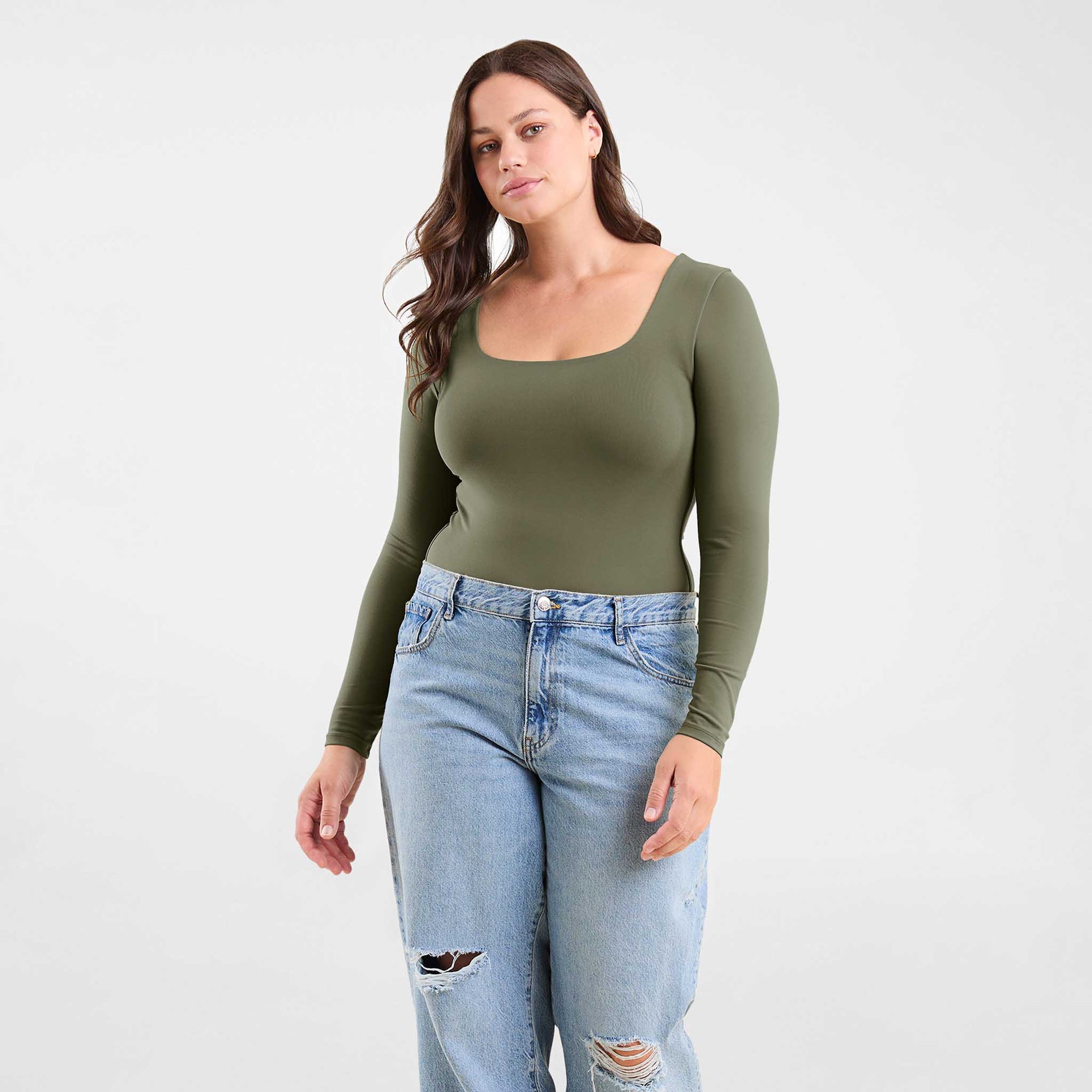Long Sleeve Square Neck Bodysuit