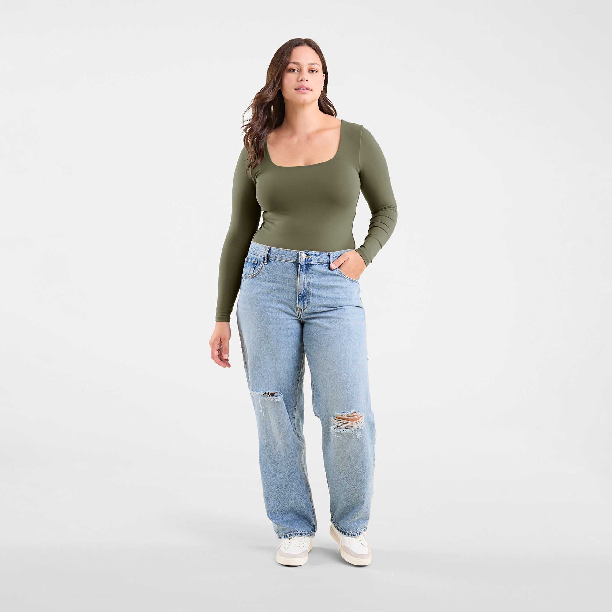 Long Sleeve Square Neck Bodysuit