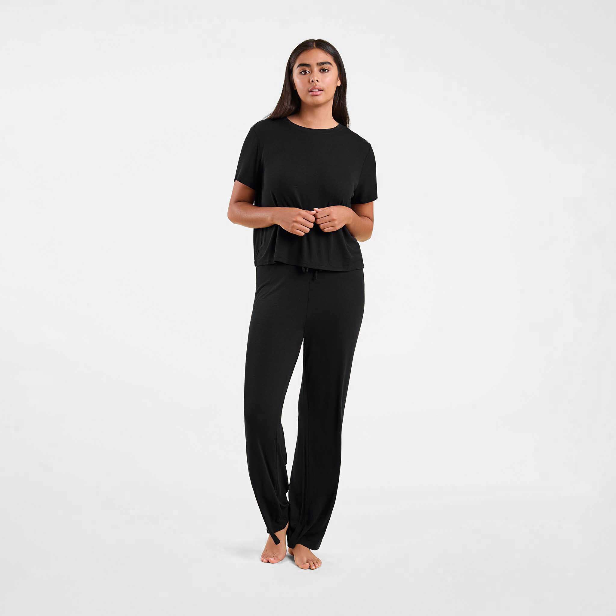 Ribbed Pajama Set Black