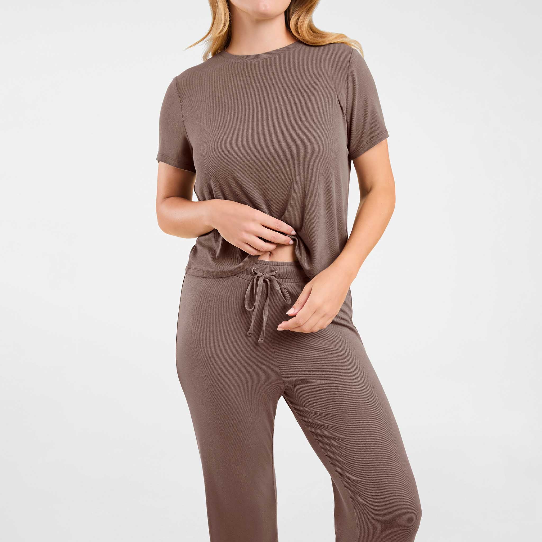 Ribbed Pajama Set Mocha