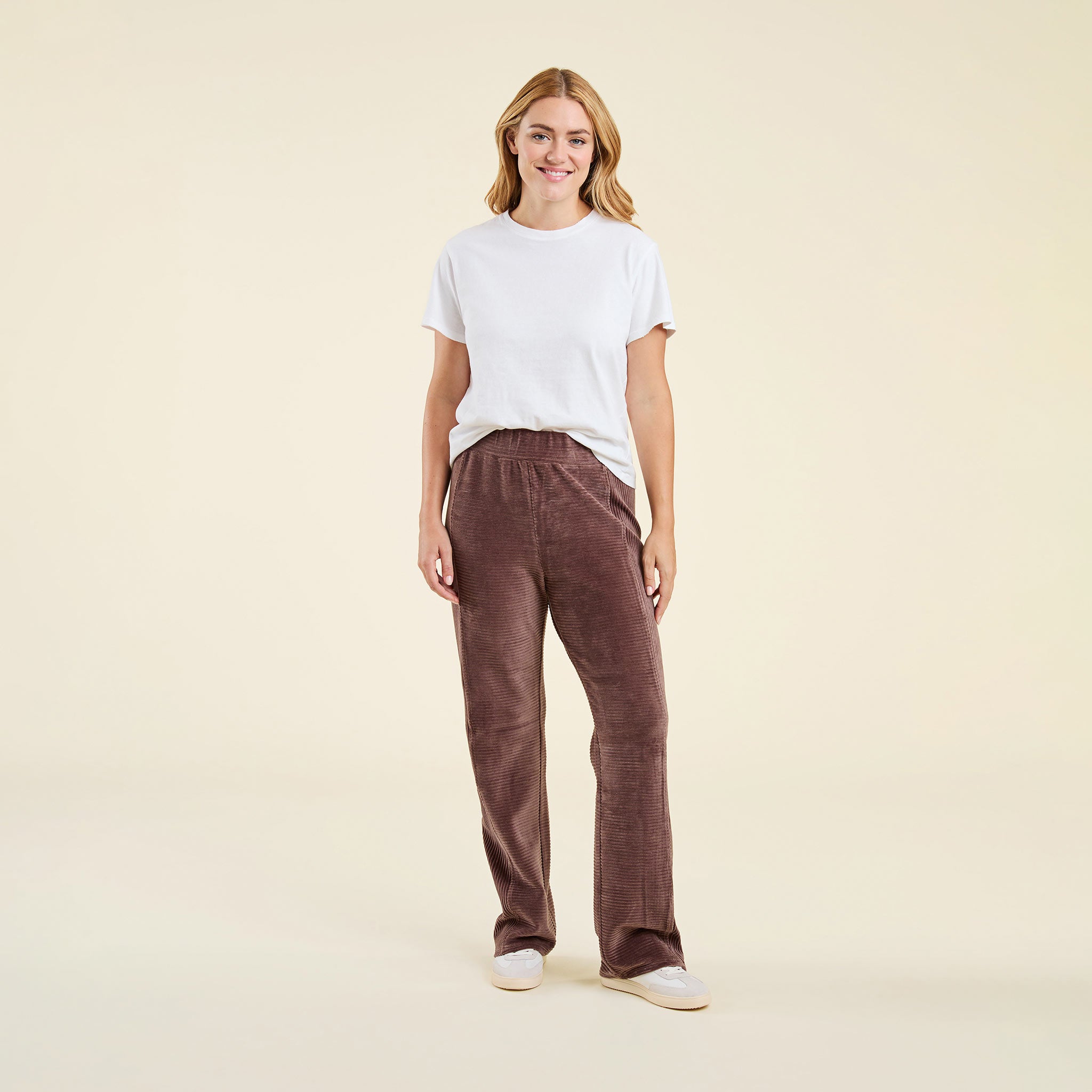 Textured Wide Leg Pant | Coffee