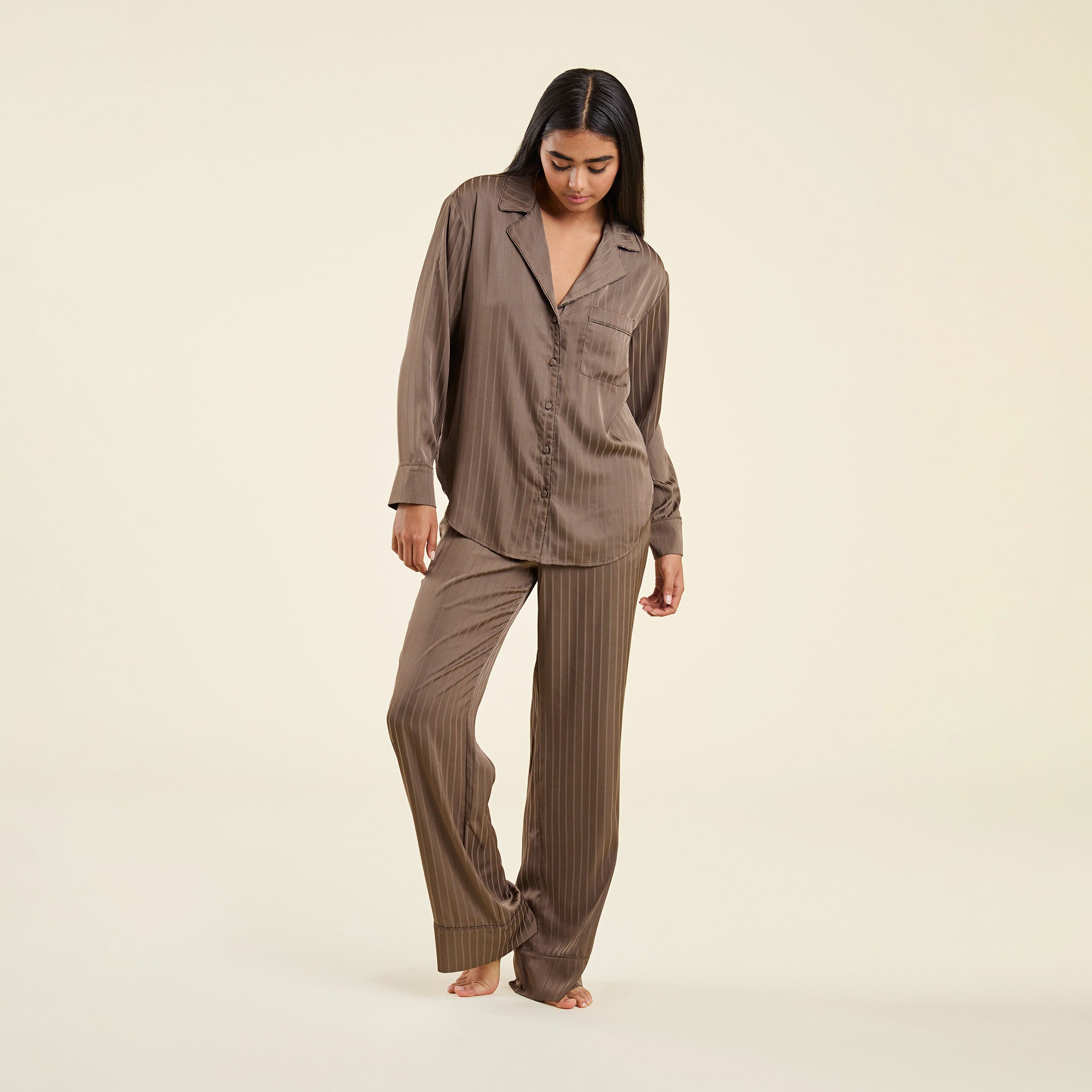 Satin Pajama Set | Mocha