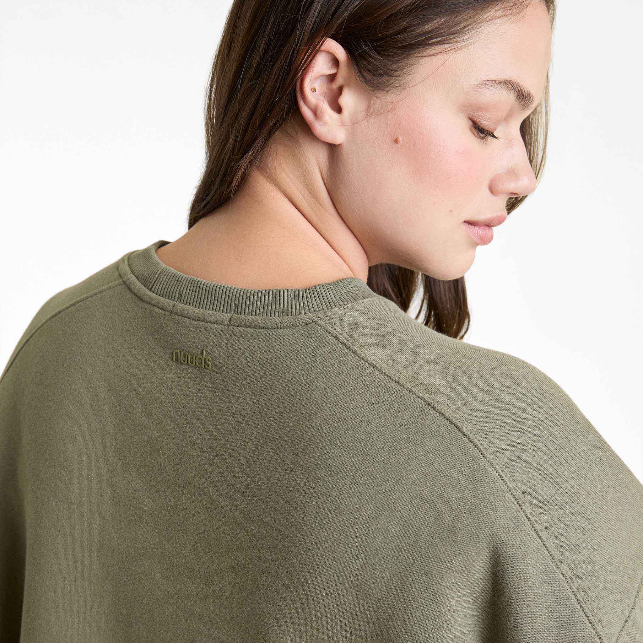 Olive crew neck sweatshirt shop