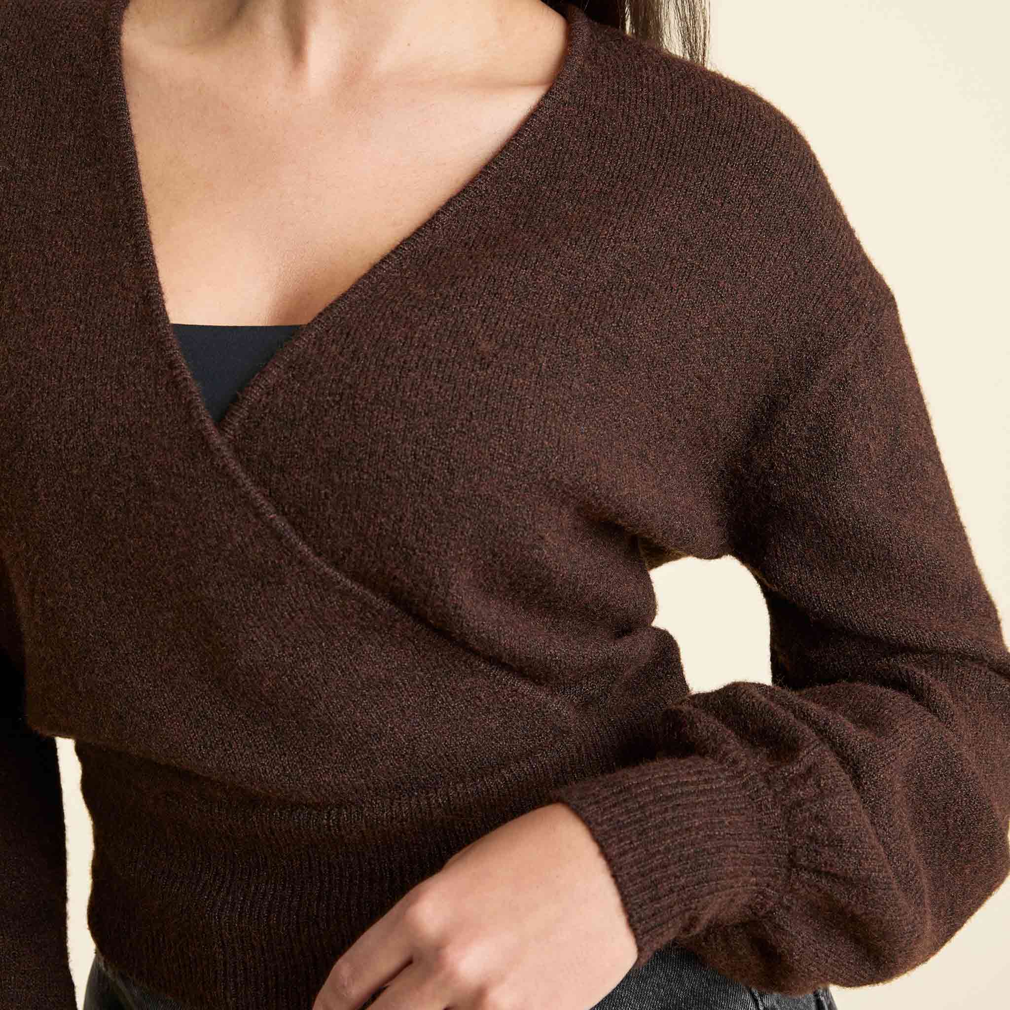 Cozy Knit Wrap Sweater | Coffee
