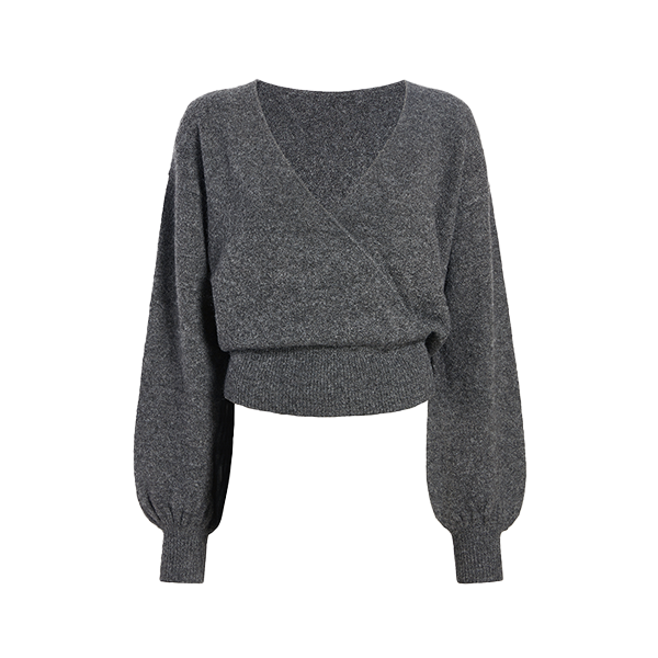 Cozy Knit Wrap Sweater | Charcoal