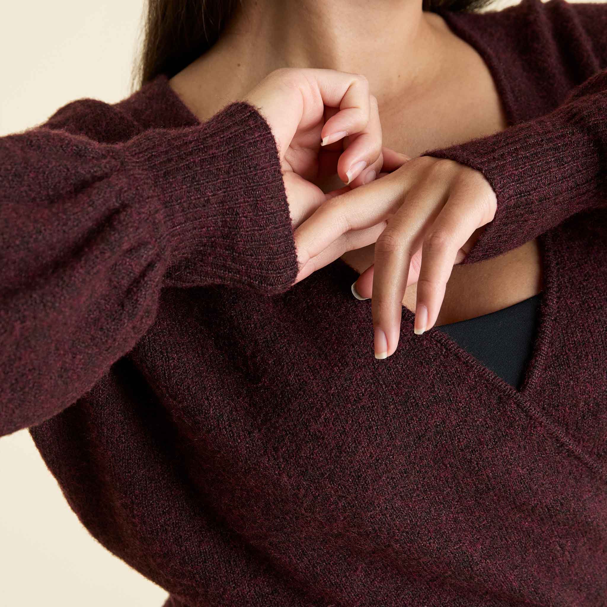 Cozy Knit Wrap Sweater | Merlot