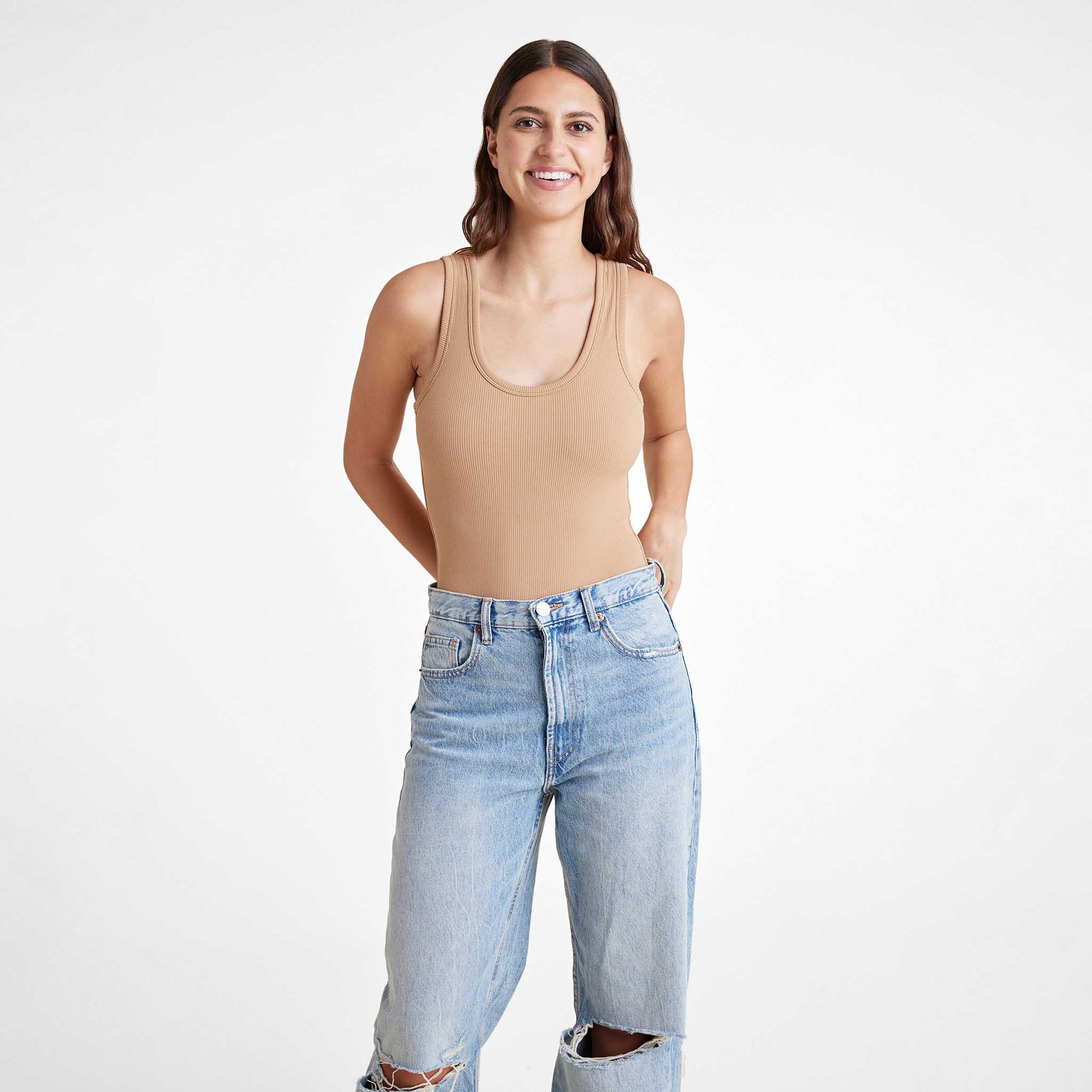 Ribbed Scoop Tank Bodysuit