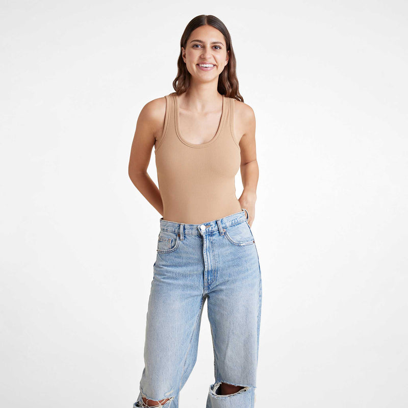 Ribbed Scoop Tank Bodysuit image 