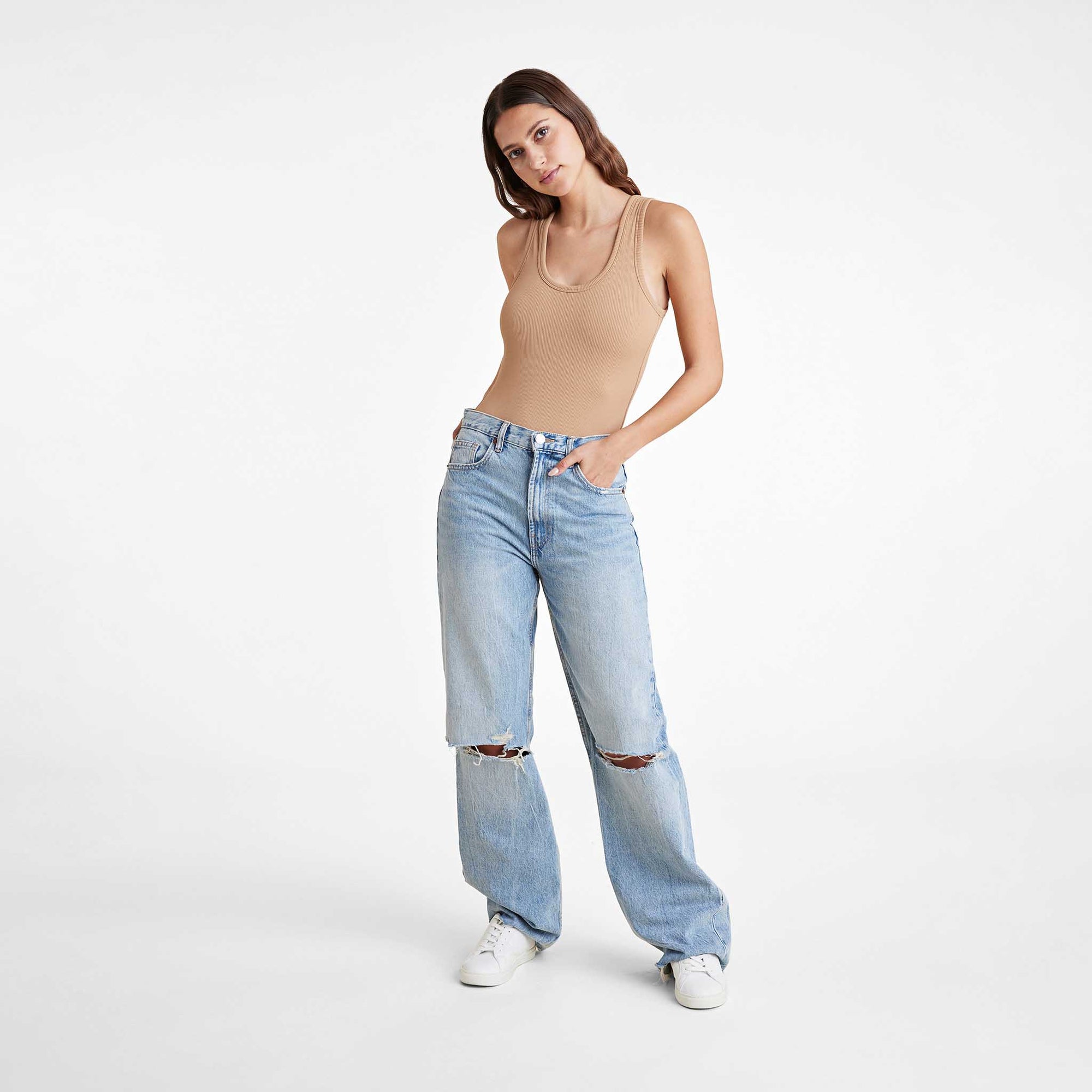 Ribbed Scoop Tank Bodysuit