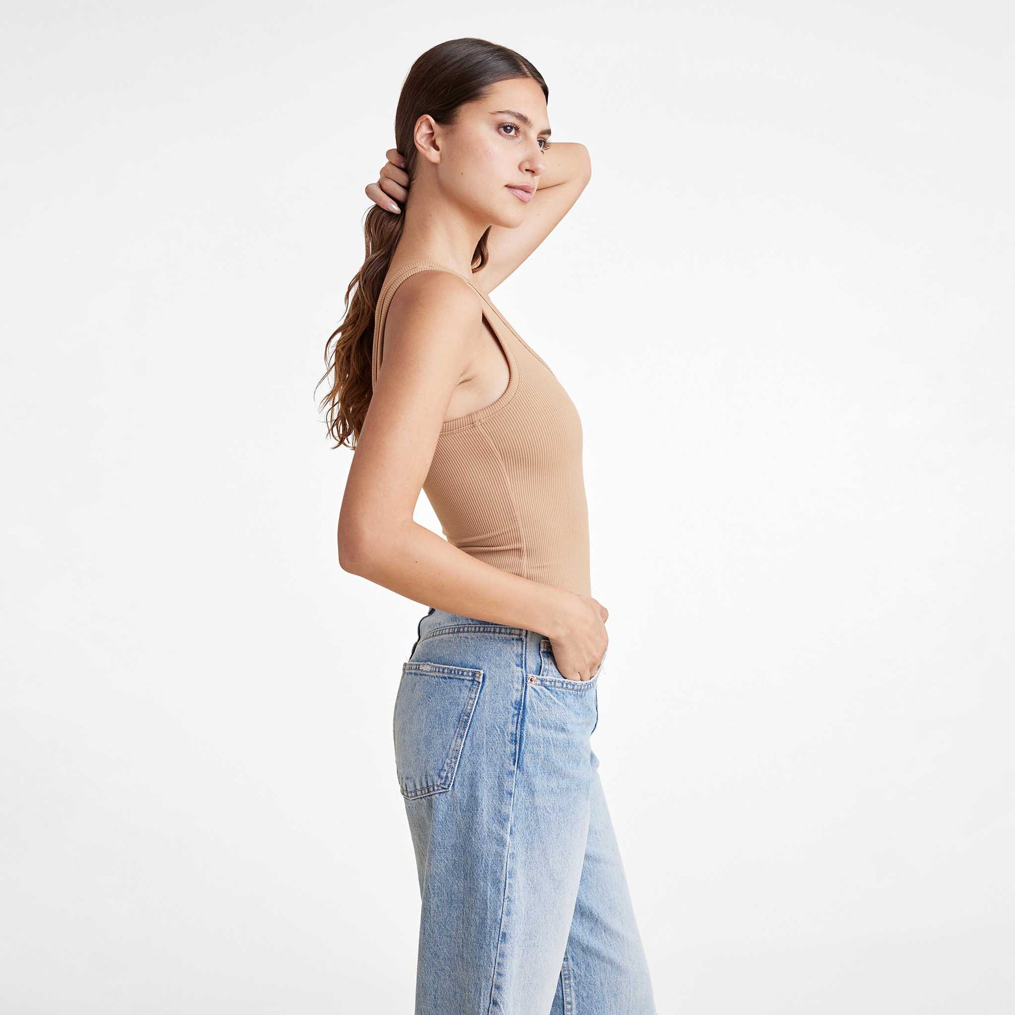 Ribbed Scoop Tank Bodysuit