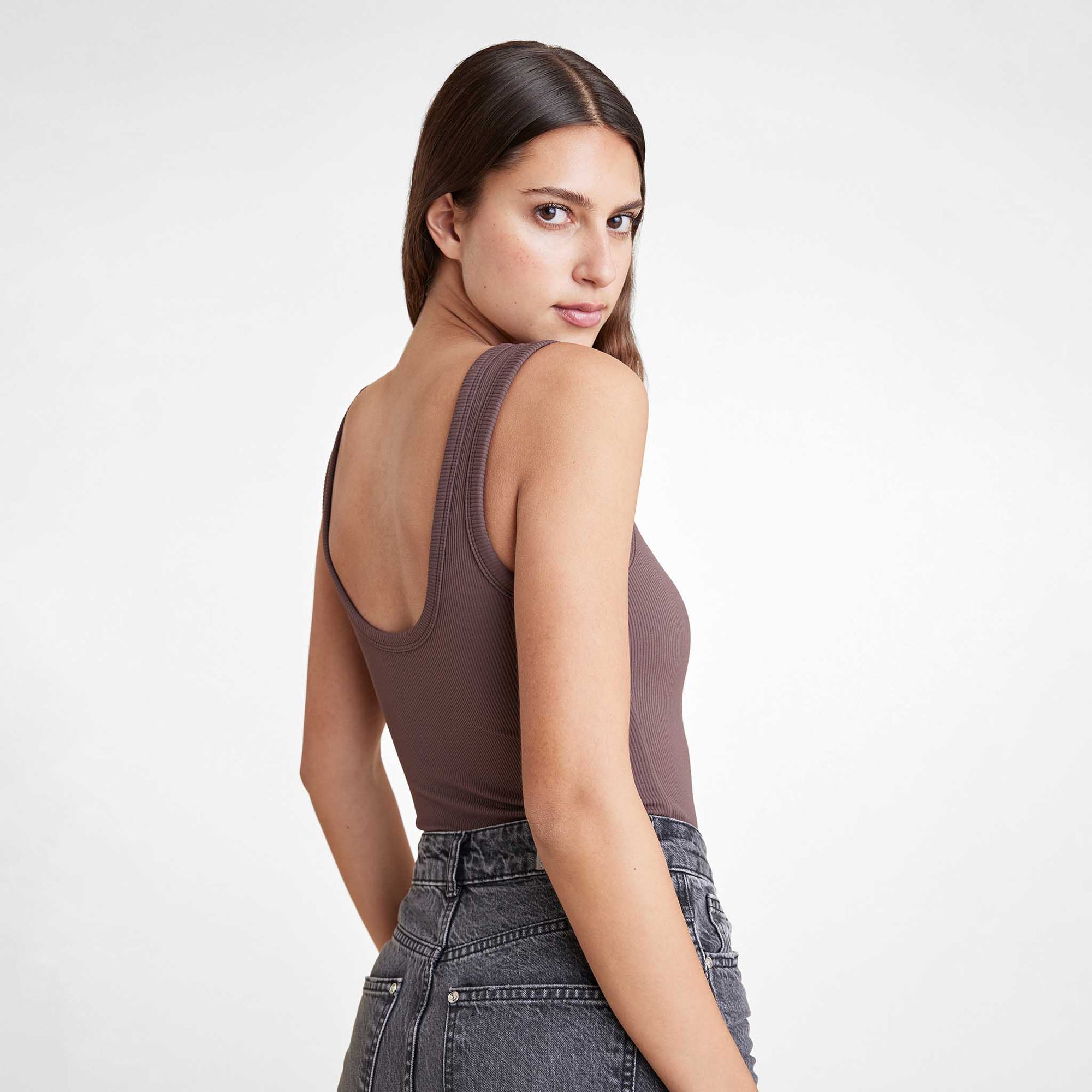 Ribbed Scoop Tank Bodysuit