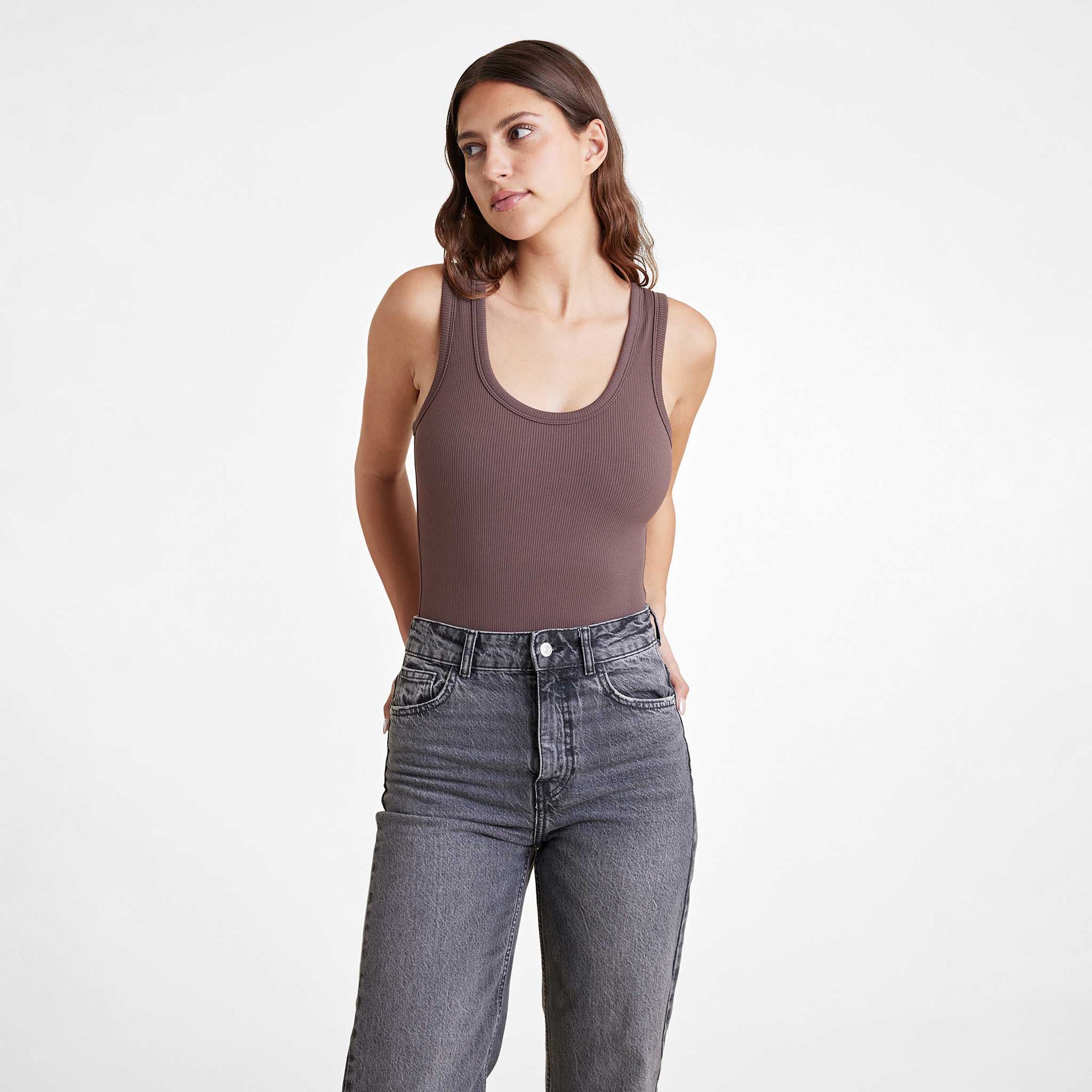 Ribbed Scoop Tank Bodysuit