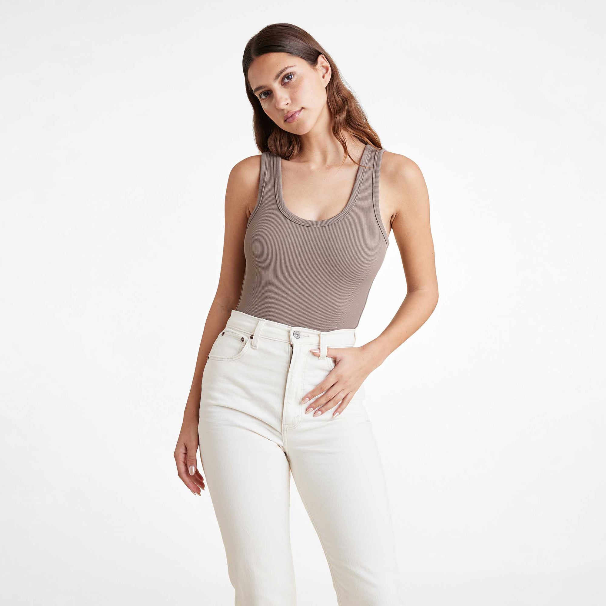 Ribbed Scoop Tank Bodysuit