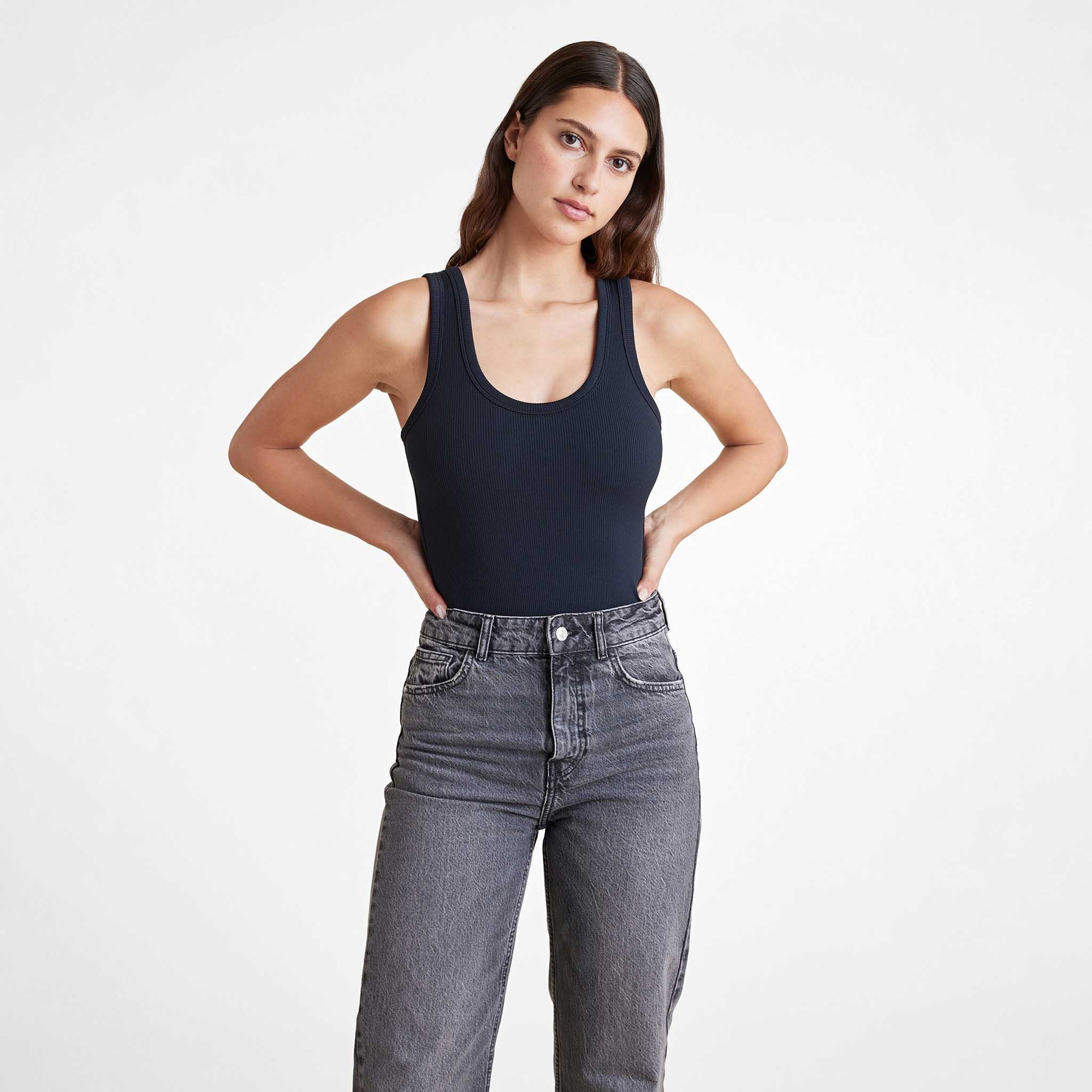 Ribbed Scoop Tank Bodysuit