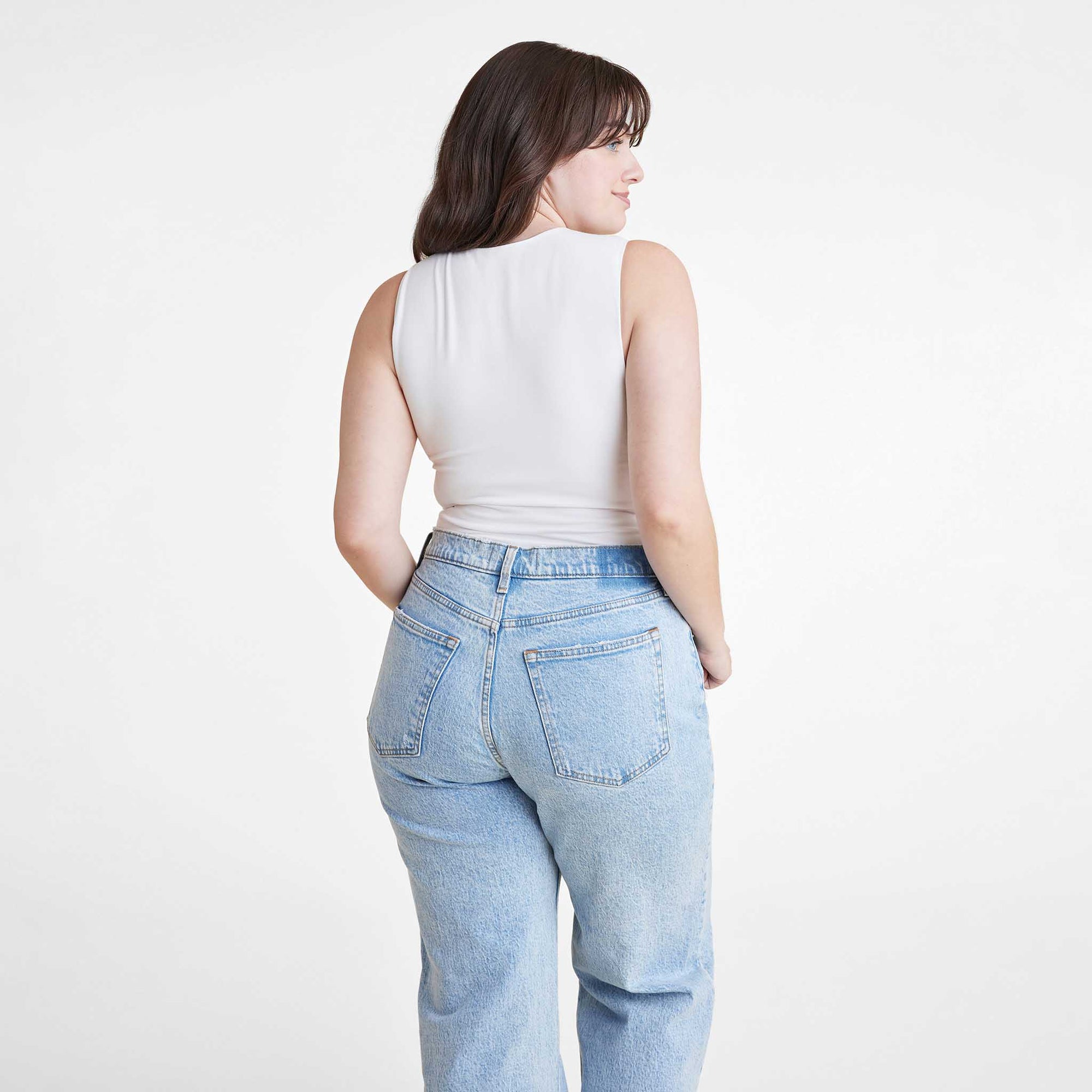 Cotton Stretch Classic Crewneck Tank Bodysuit