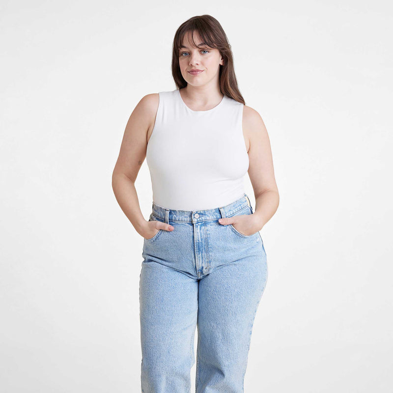 Cotton Stretch Classic Crewneck Tank Bodysuit