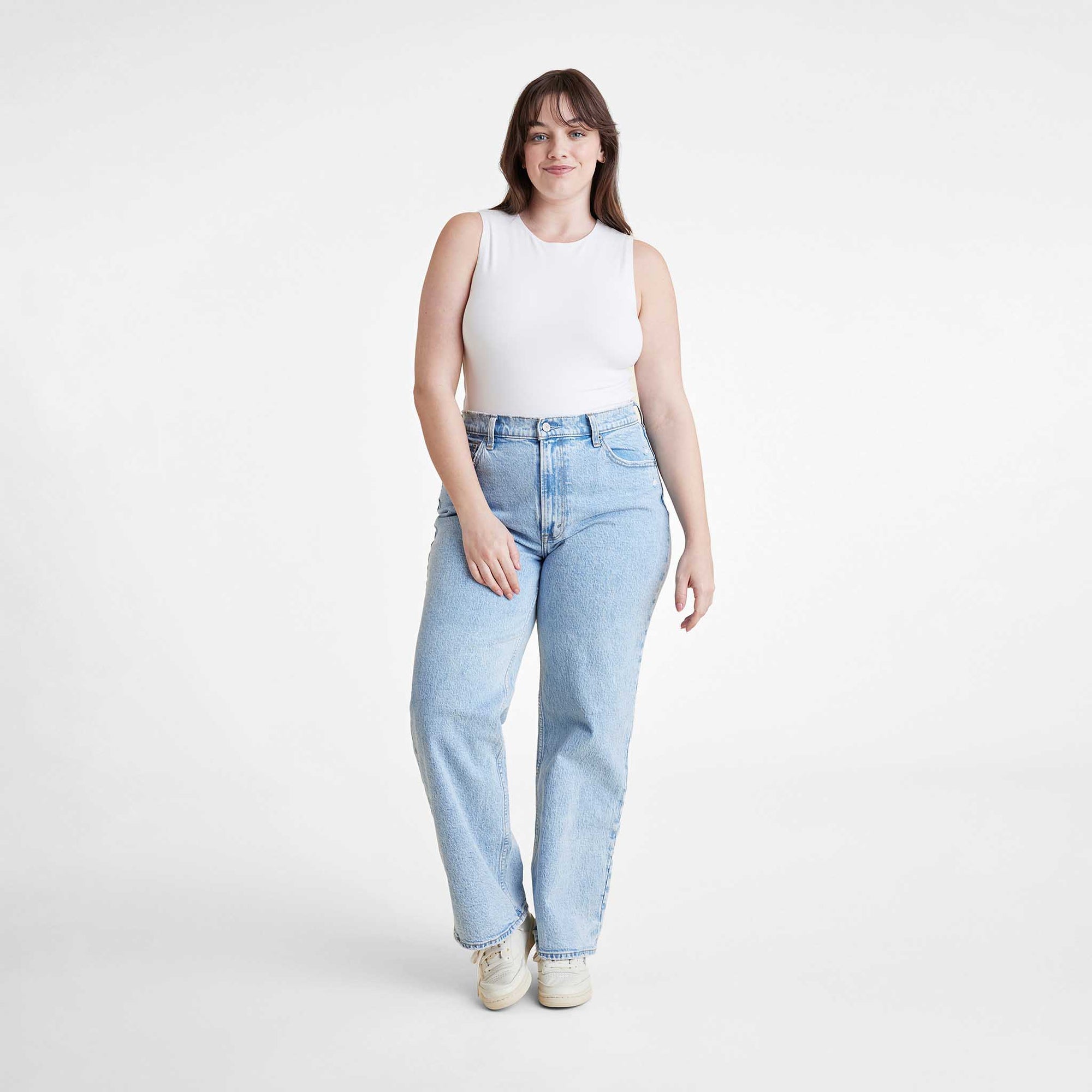 Cotton Stretch Classic Crewneck Tank Bodysuit