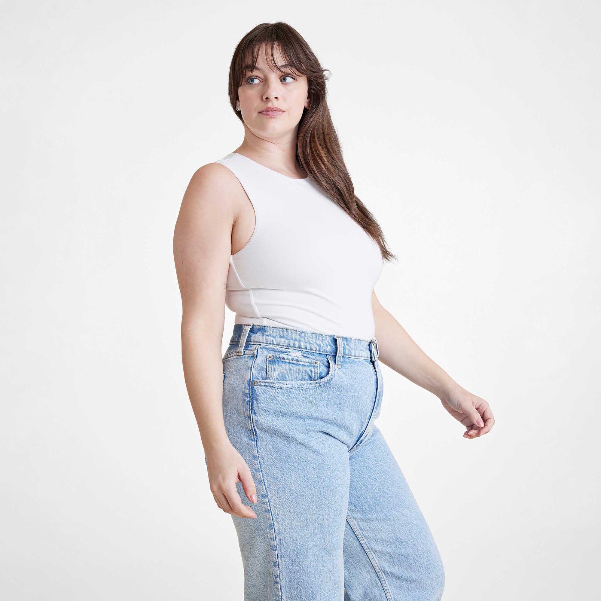 Cotton Stretch Classic Crewneck Tank Bodysuit