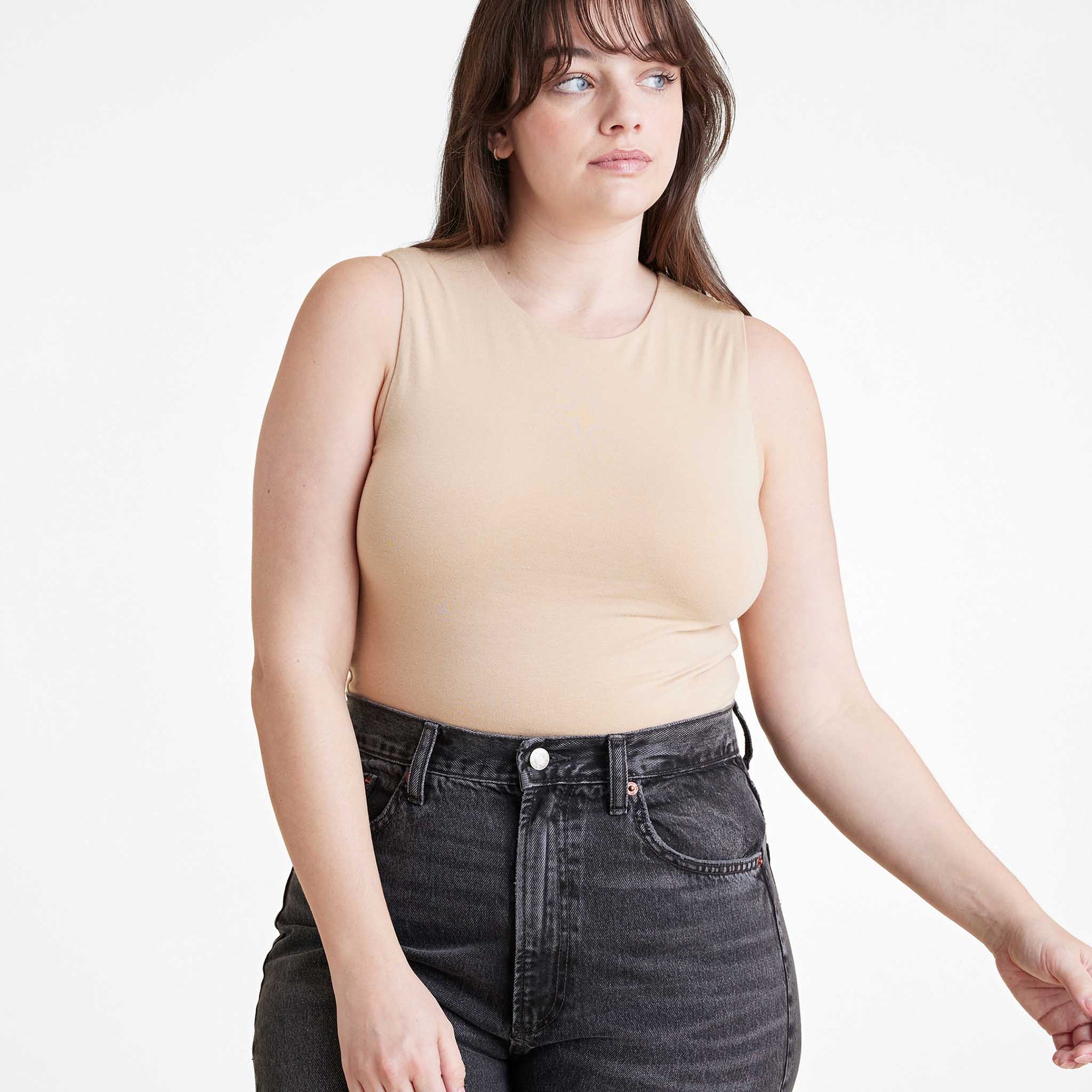Cotton Stretch Classic Crewneck Tank Bodysuit