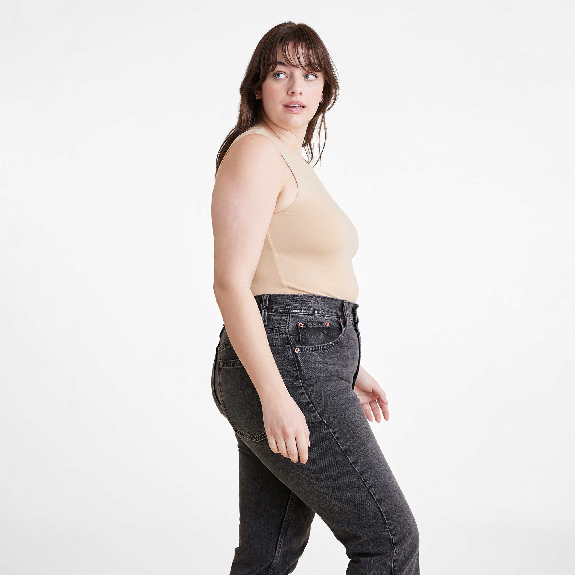 Cotton Stretch Classic Crewneck Tank Bodysuit