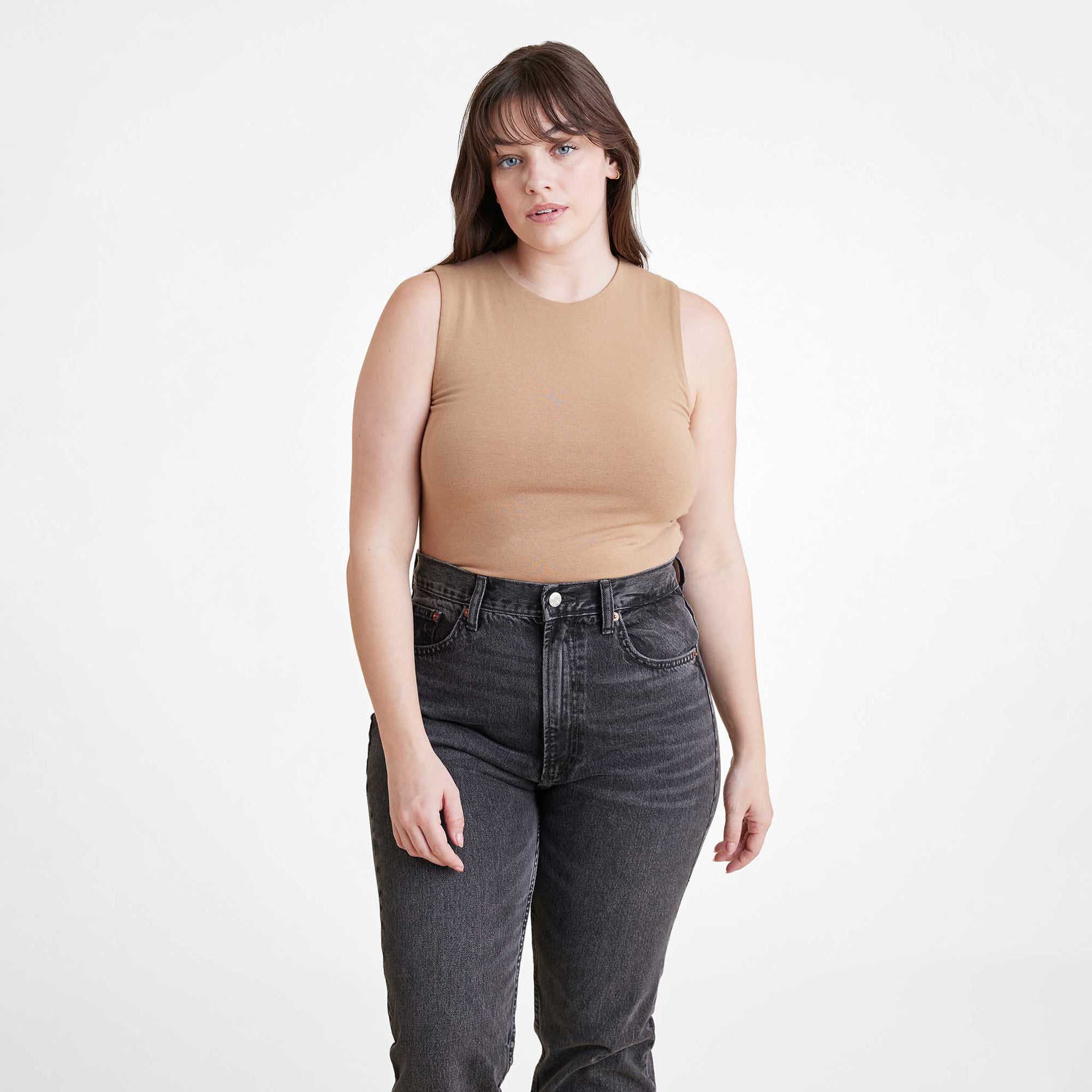 Cotton Stretch Classic Crewneck Tank Bodysuit