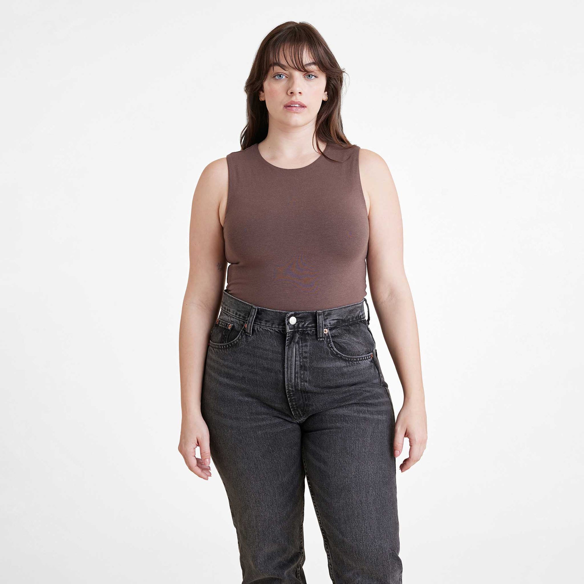 Cotton Stretch Classic Crewneck Tank Bodysuit