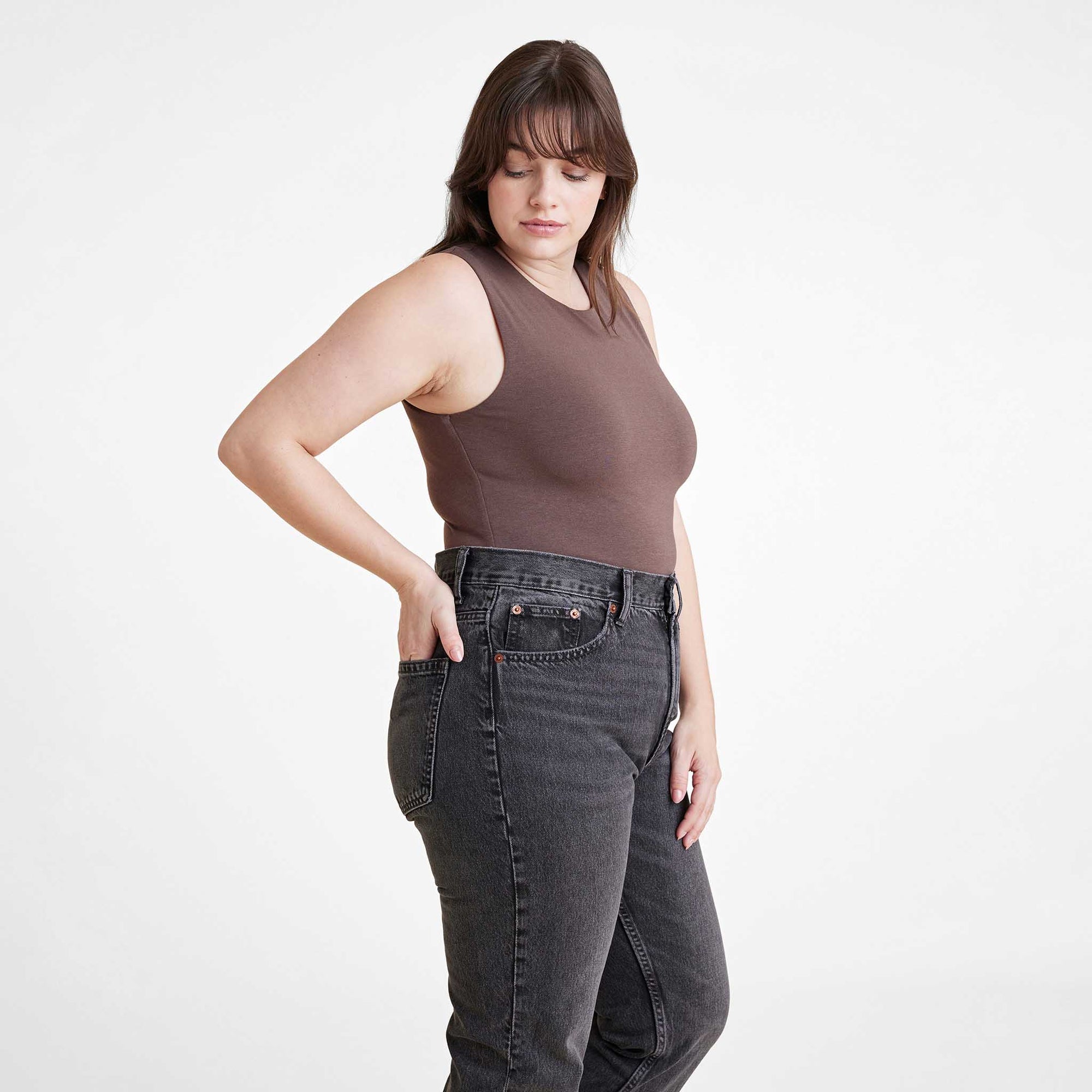 Cotton Stretch Classic Crewneck Tank Bodysuit