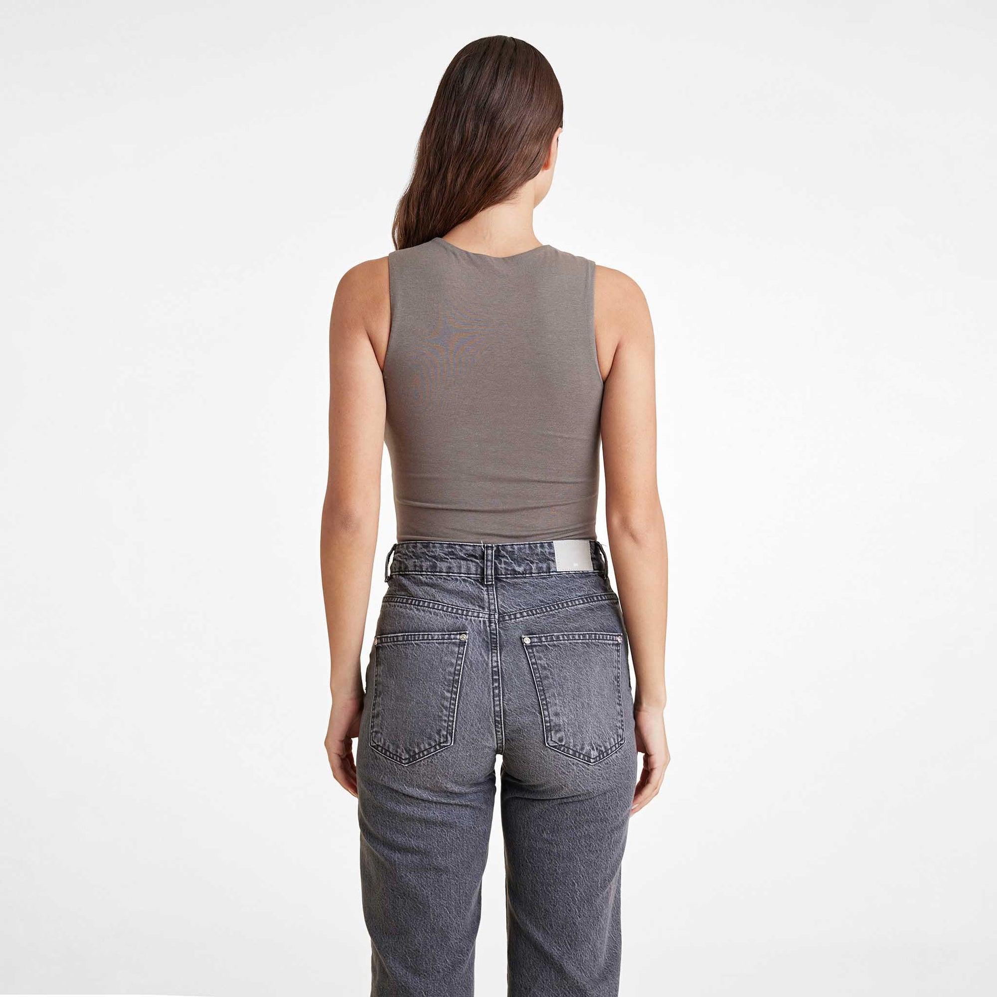 Cotton Stretch Classic Crewneck Tank Bodysuit