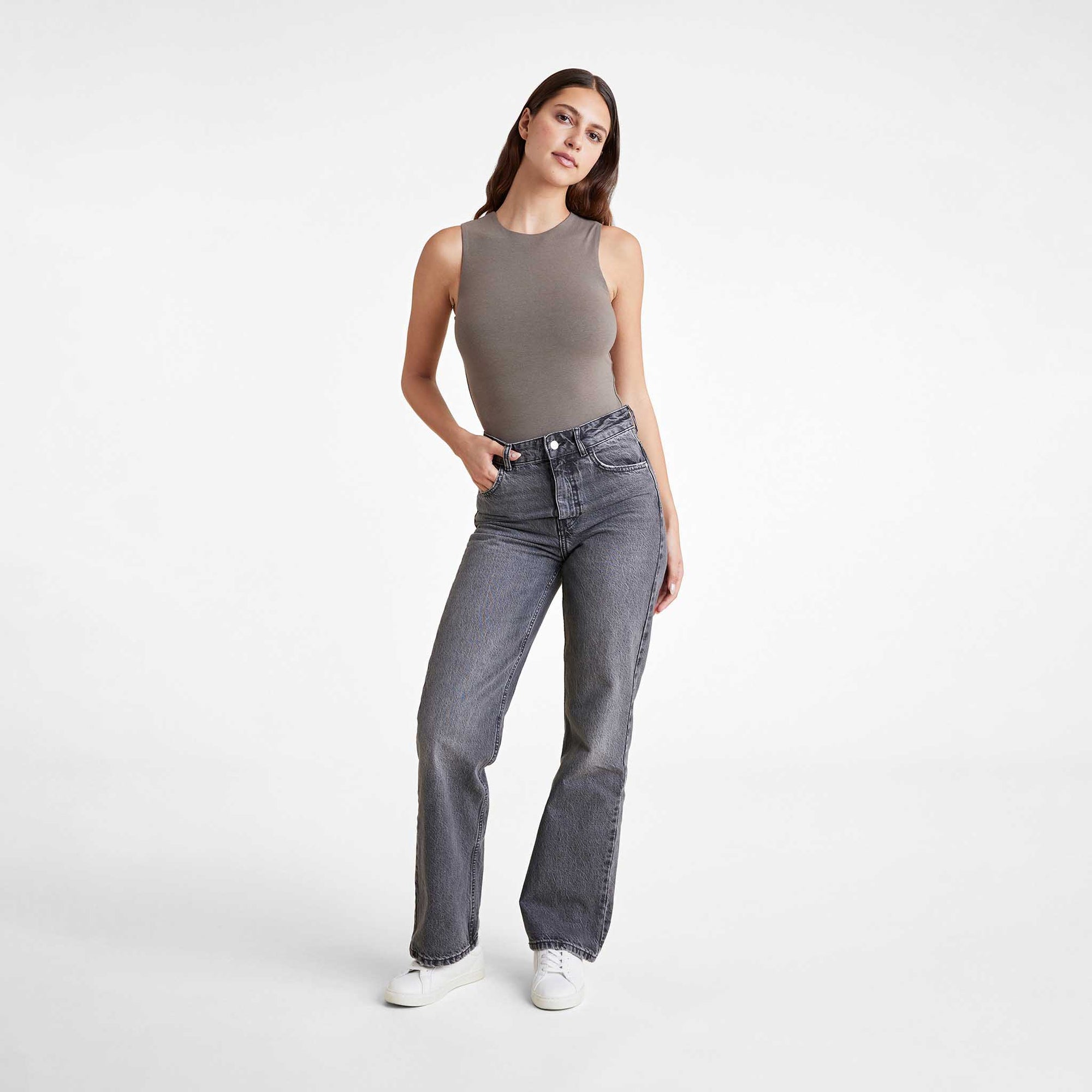 Cotton Stretch Classic Crewneck Tank Bodysuit