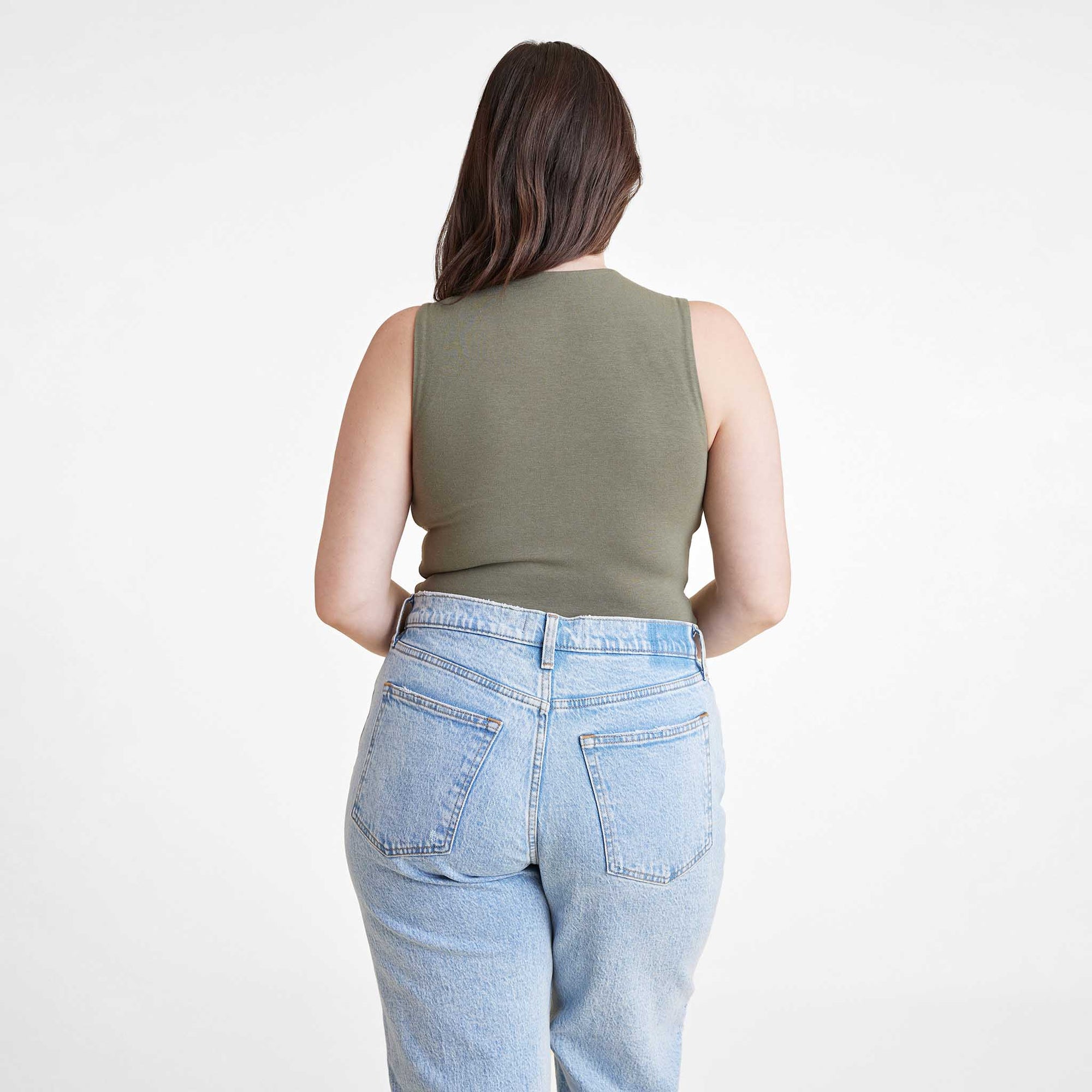 Cotton Stretch Classic Crewneck Tank Bodysuit