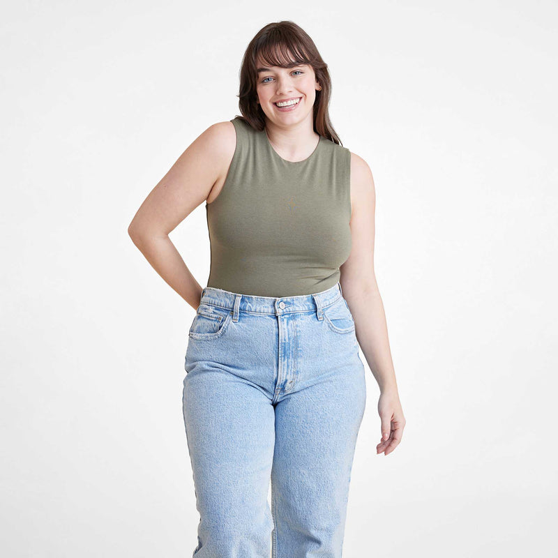 Cotton Stretch Classic Crewneck Tank Bodysuit