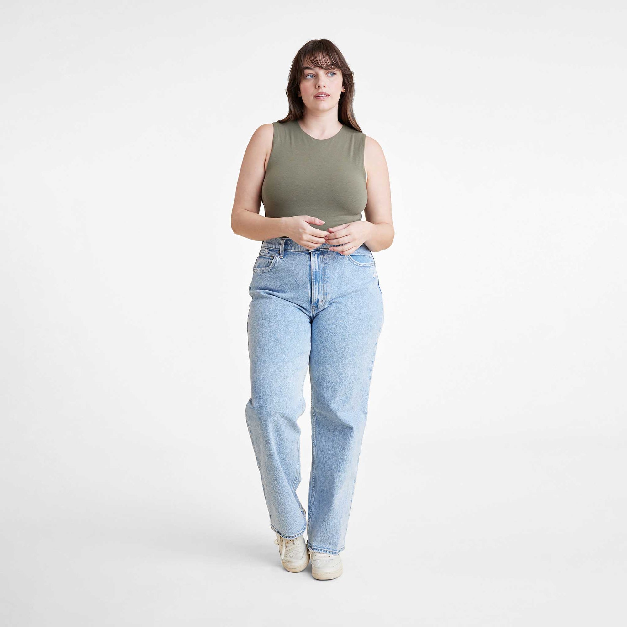 Cotton Stretch Classic Crewneck Tank Bodysuit