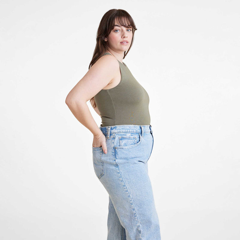 Cotton Stretch Classic Crewneck Tank Bodysuit