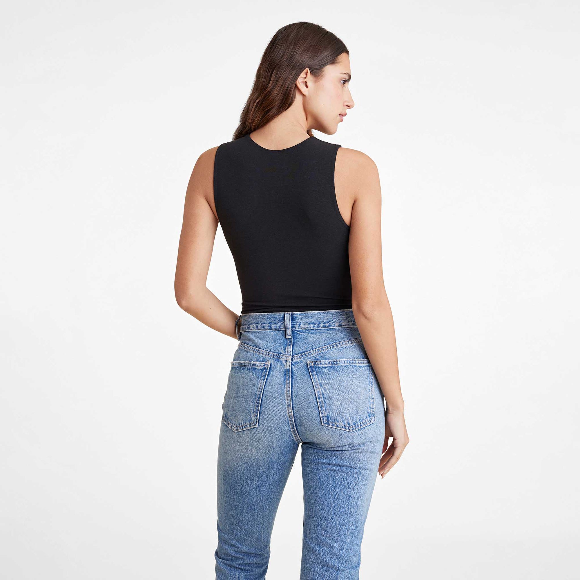 Cotton Stretch Classic Crewneck Tank Bodysuit