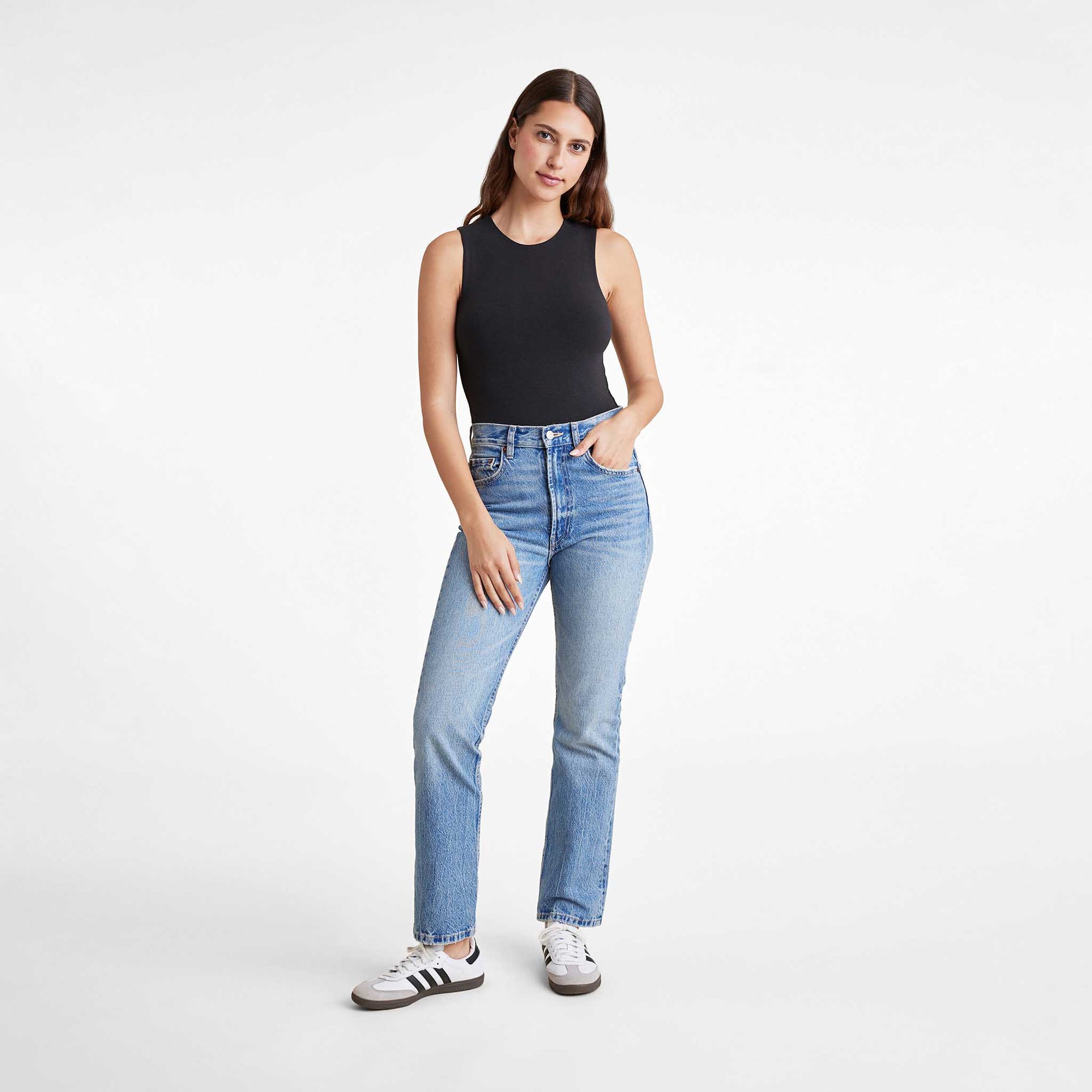 Cotton Stretch Classic Crewneck Tank Bodysuit